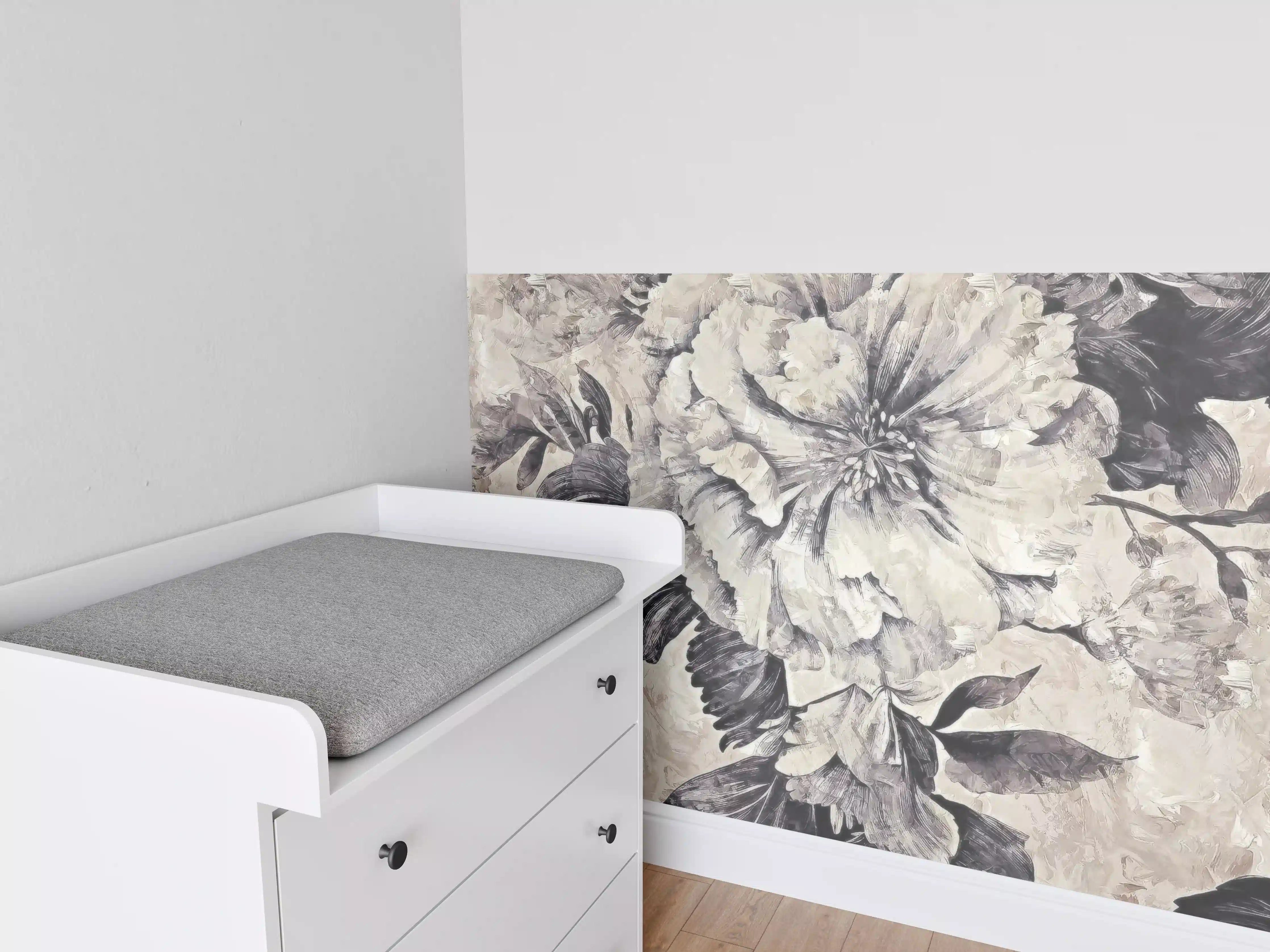 Babyzimmer Wandgestaltung - Beige Blumenmuster Textur