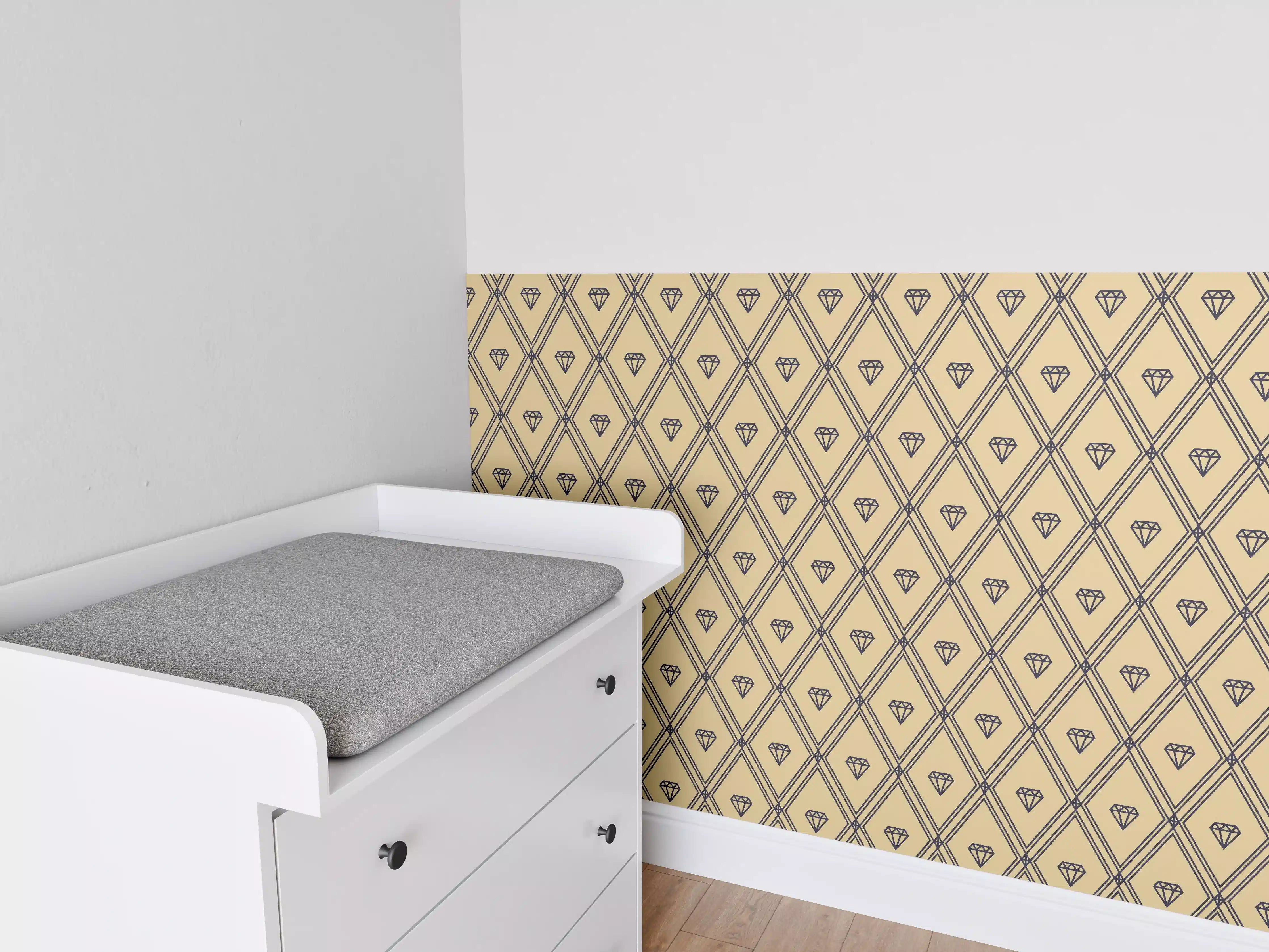 Babyzimmer Wandgestaltung - Beige Diamantmuster Design