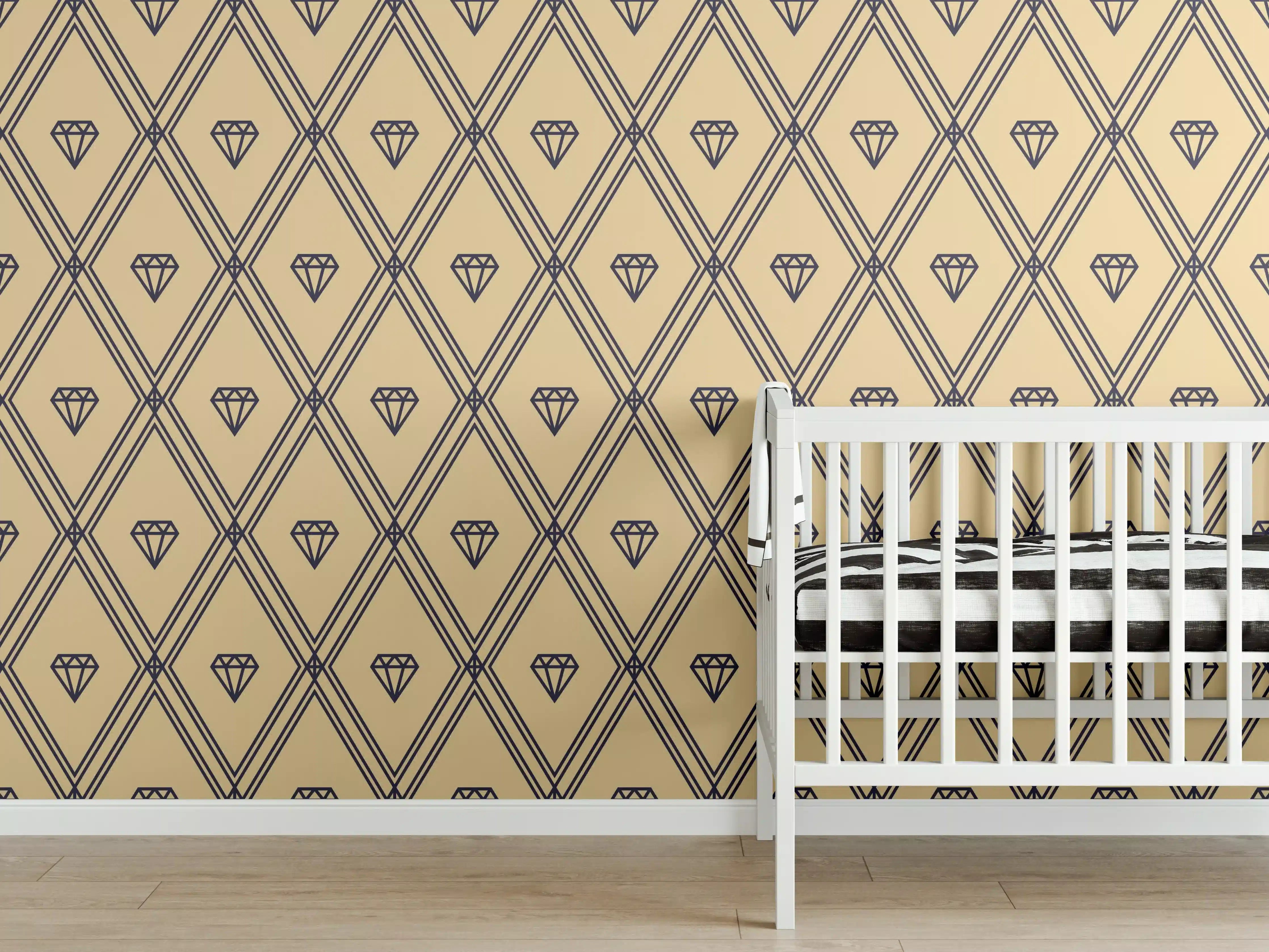 Babyzimmer Wandgestaltung - Beige-Gelbes Grafik-Muster