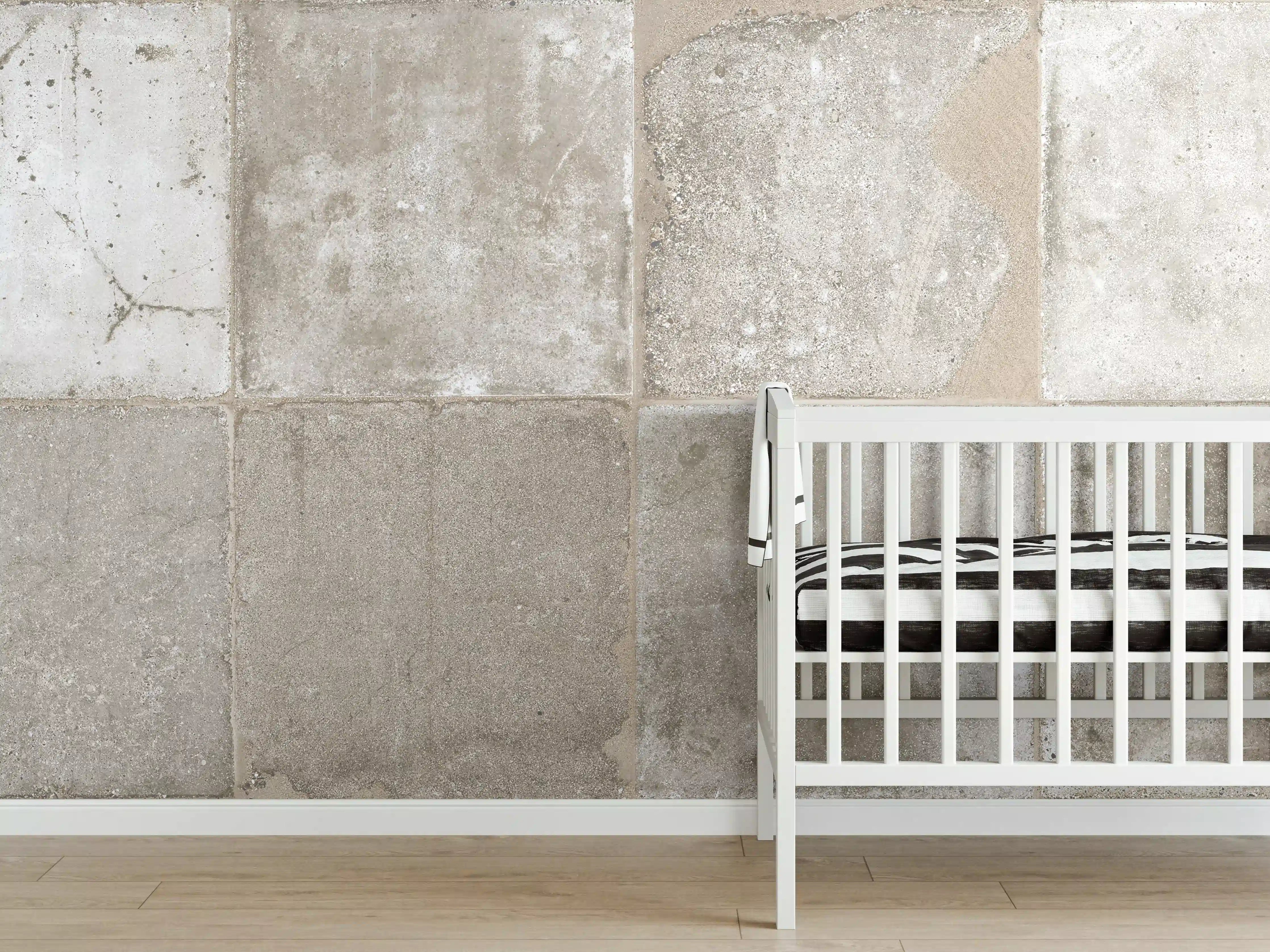 Babyzimmer Wandgestaltung - Beige Grau Steinwand-Textur