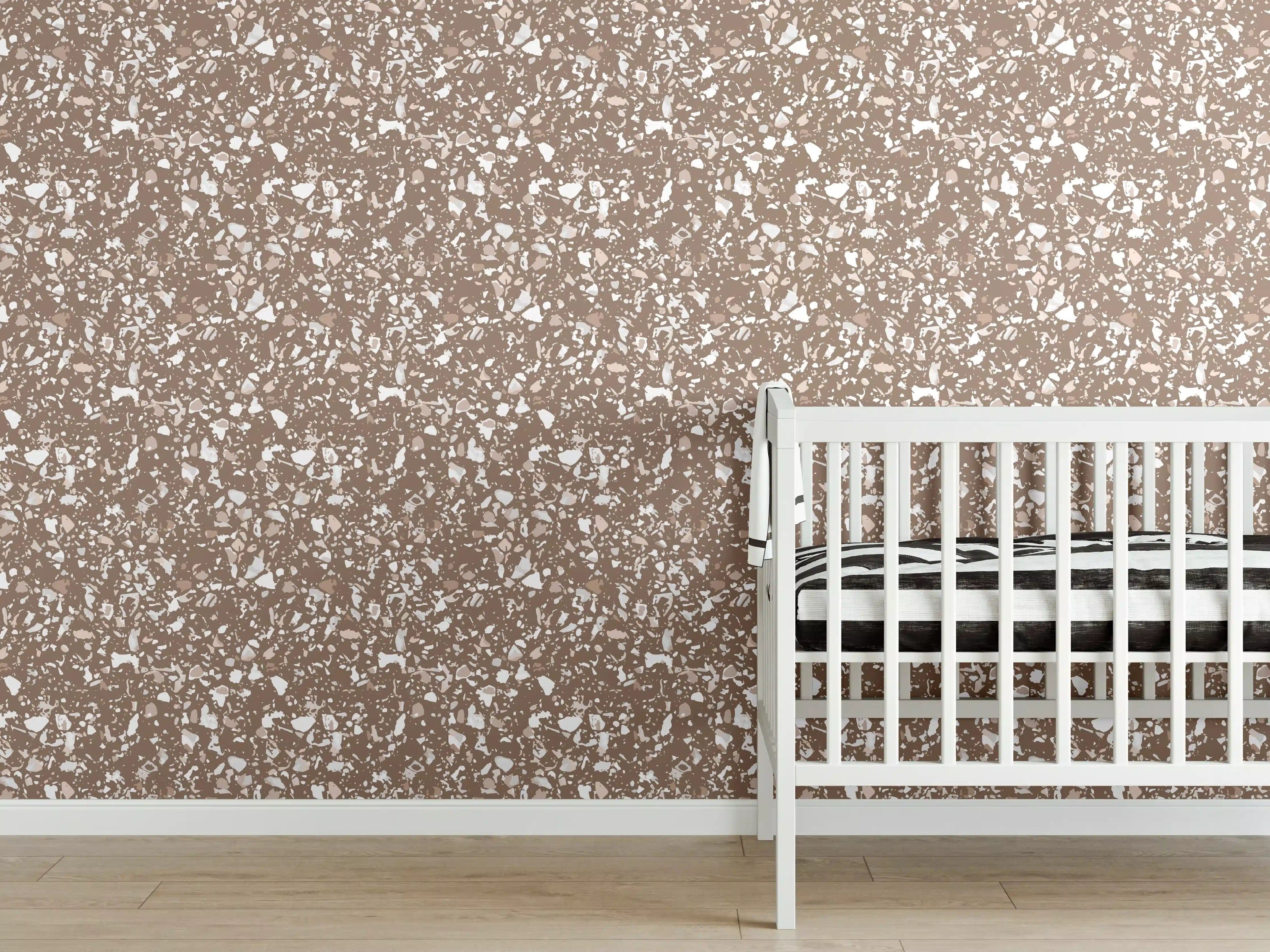 Babyzimmer Wandgestaltung - Beige-Grau-Terrazzo-Textur