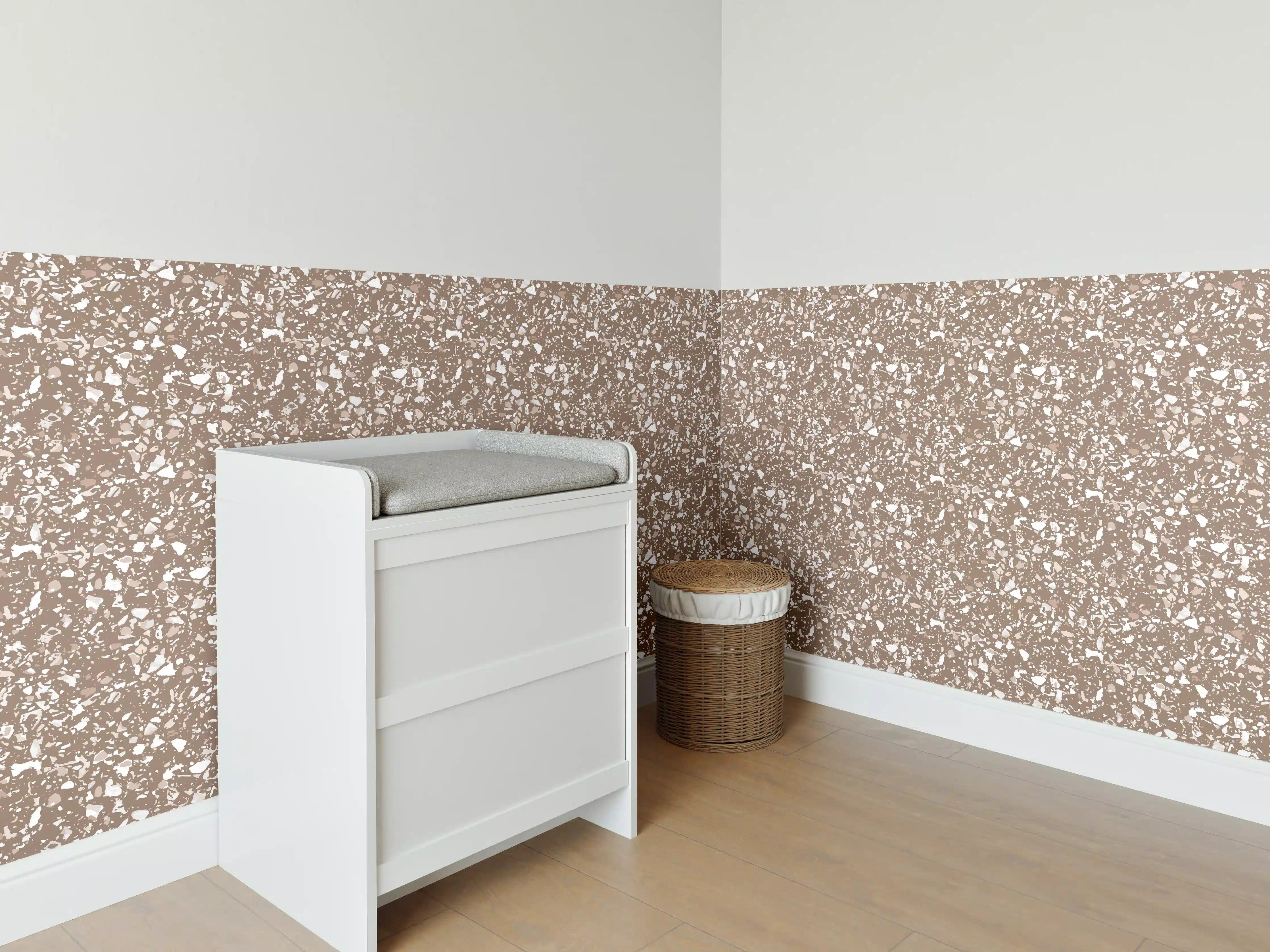 Babyzimmer Wandgestaltung - Beige-Grau-Terrazzo-Textur