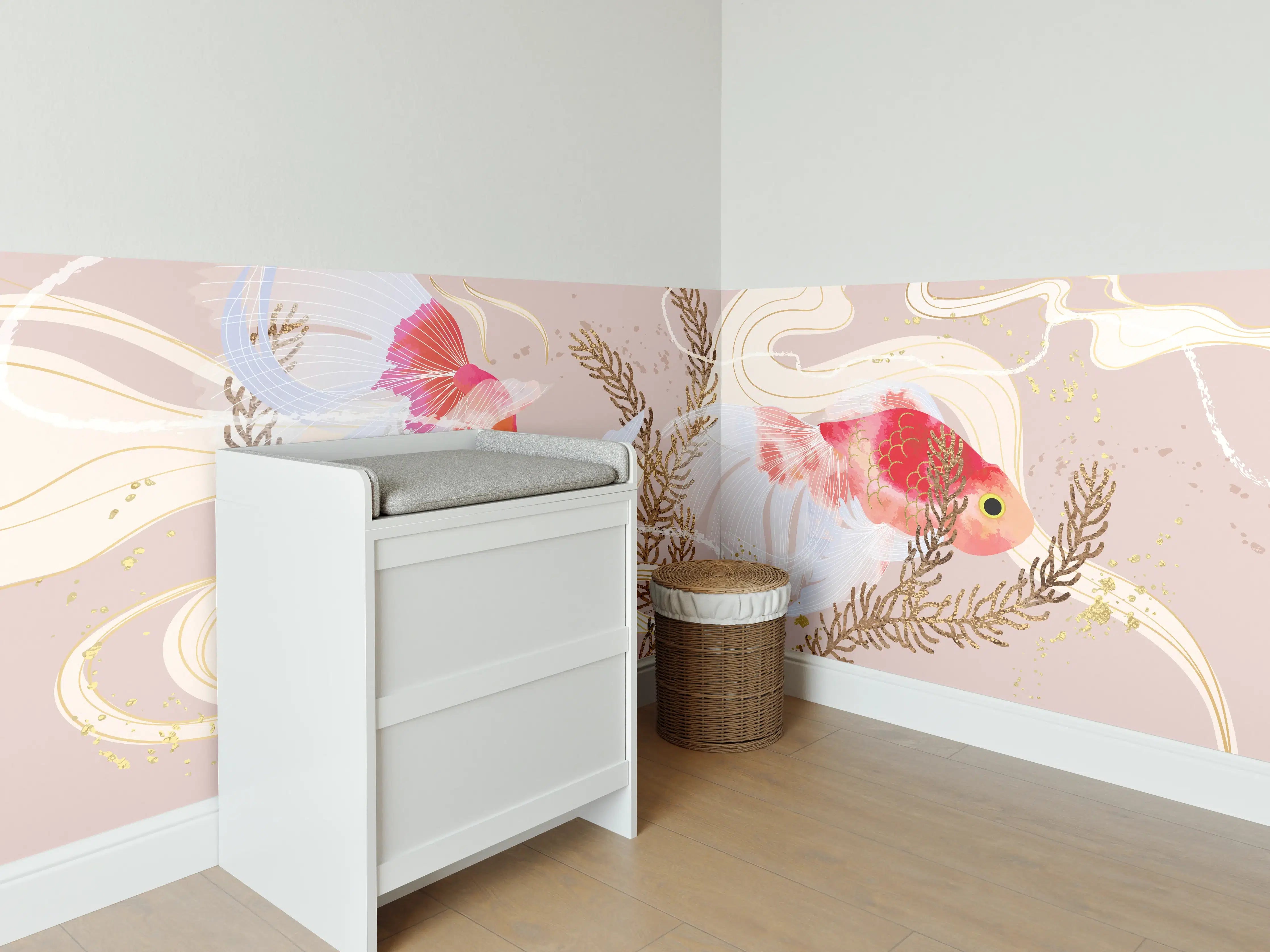 Babyzimmer Wandgestaltung - Beige Koi-Kunstdruck