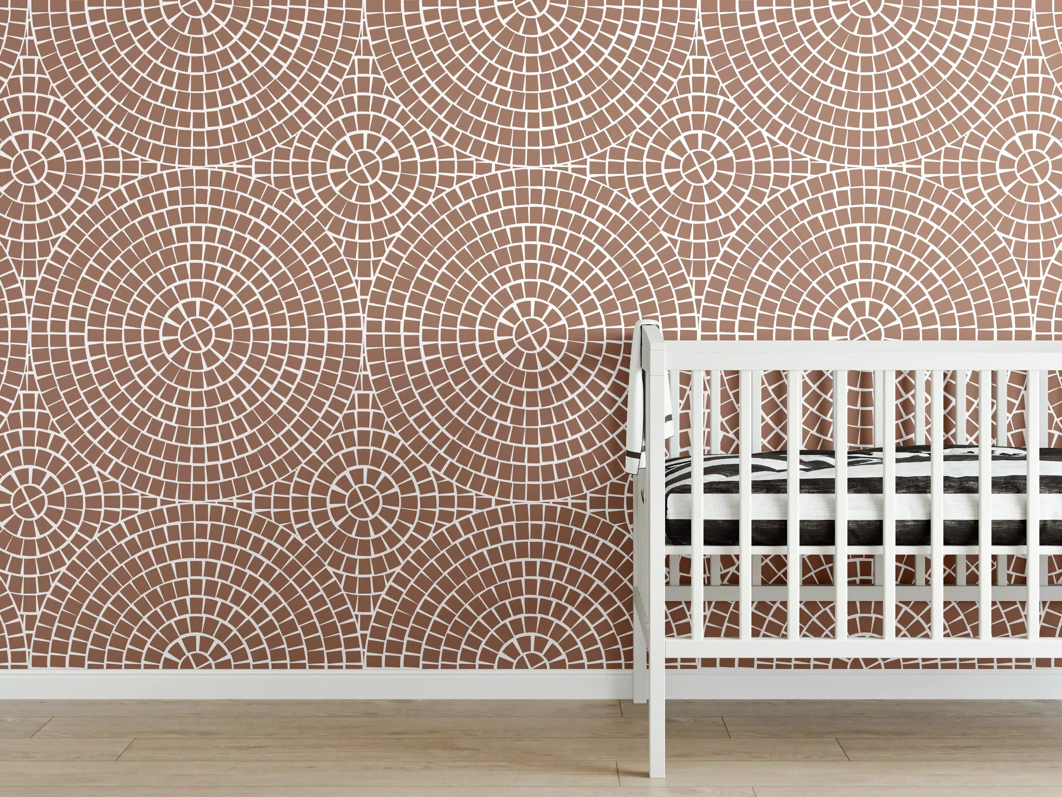 Babyzimmer Wandgestaltung - Beige-Mosaik-Design