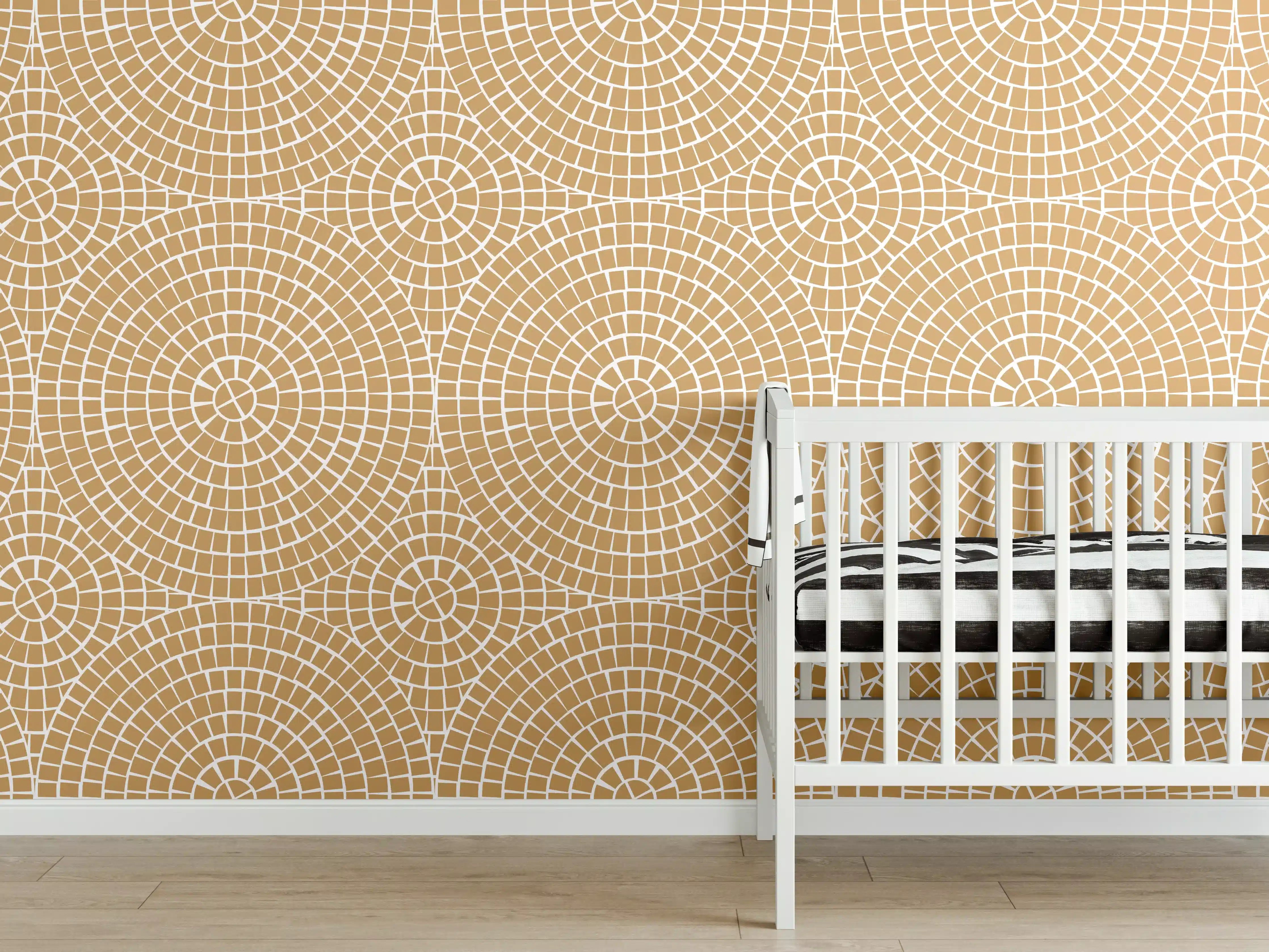 Babyzimmer Wandgestaltung - Beige Mosaikfliese mit warmen Tönen