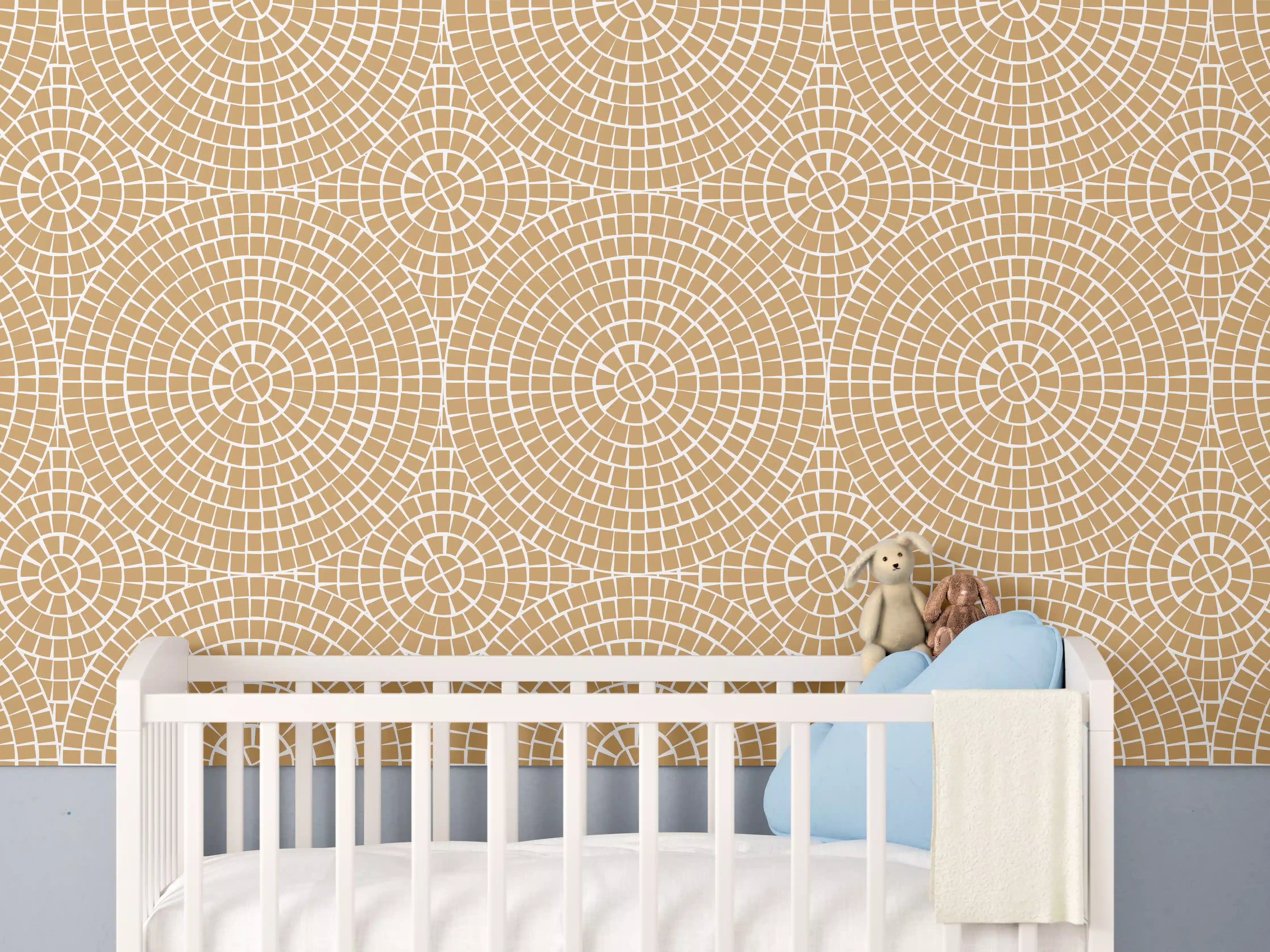 Babyzimmer Wandgestaltung - Beige Mosaikfliese mit warmen Tönen