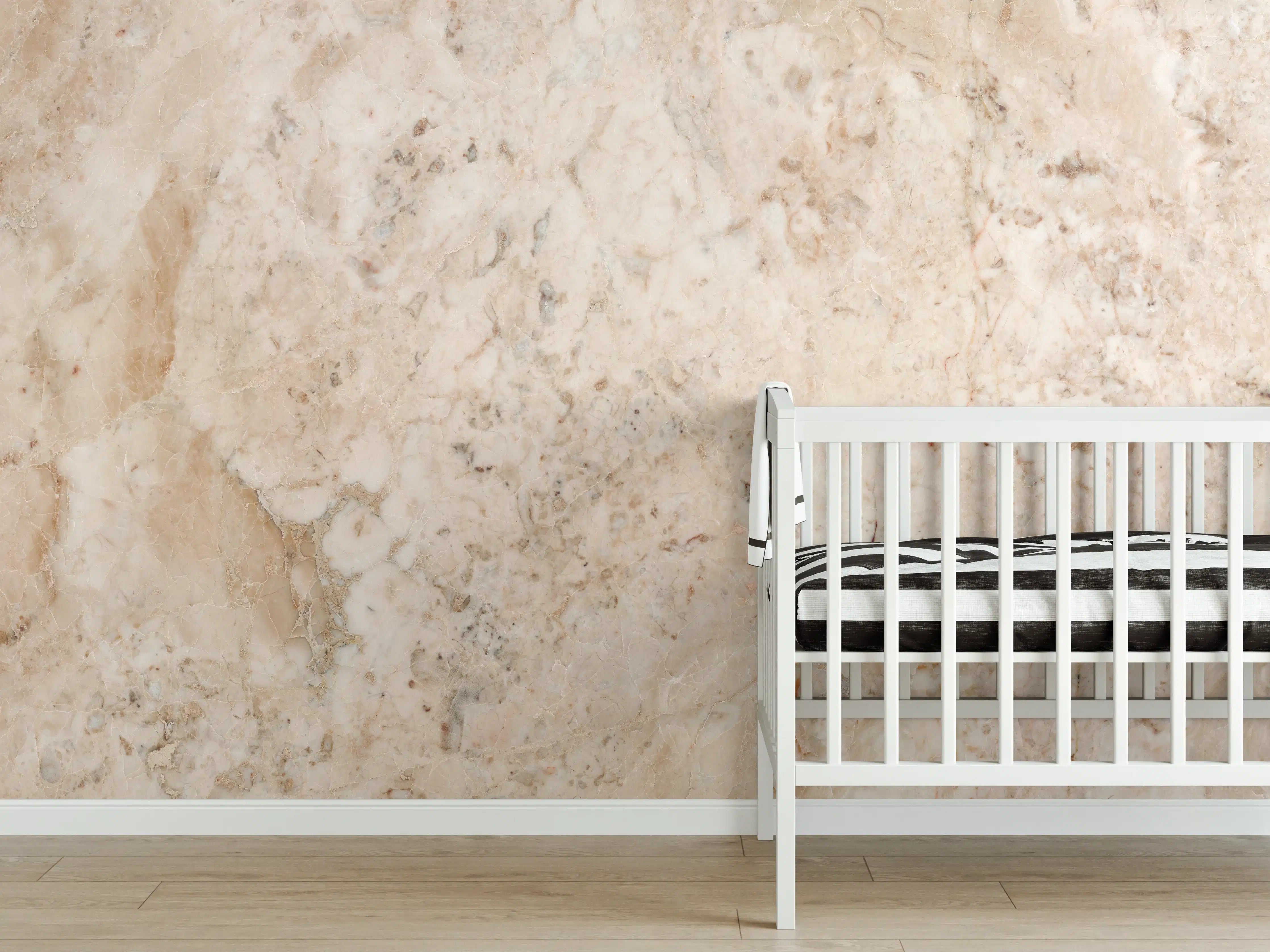 Babyzimmer Wandgestaltung - Beige Naturmarmor Stein Textur