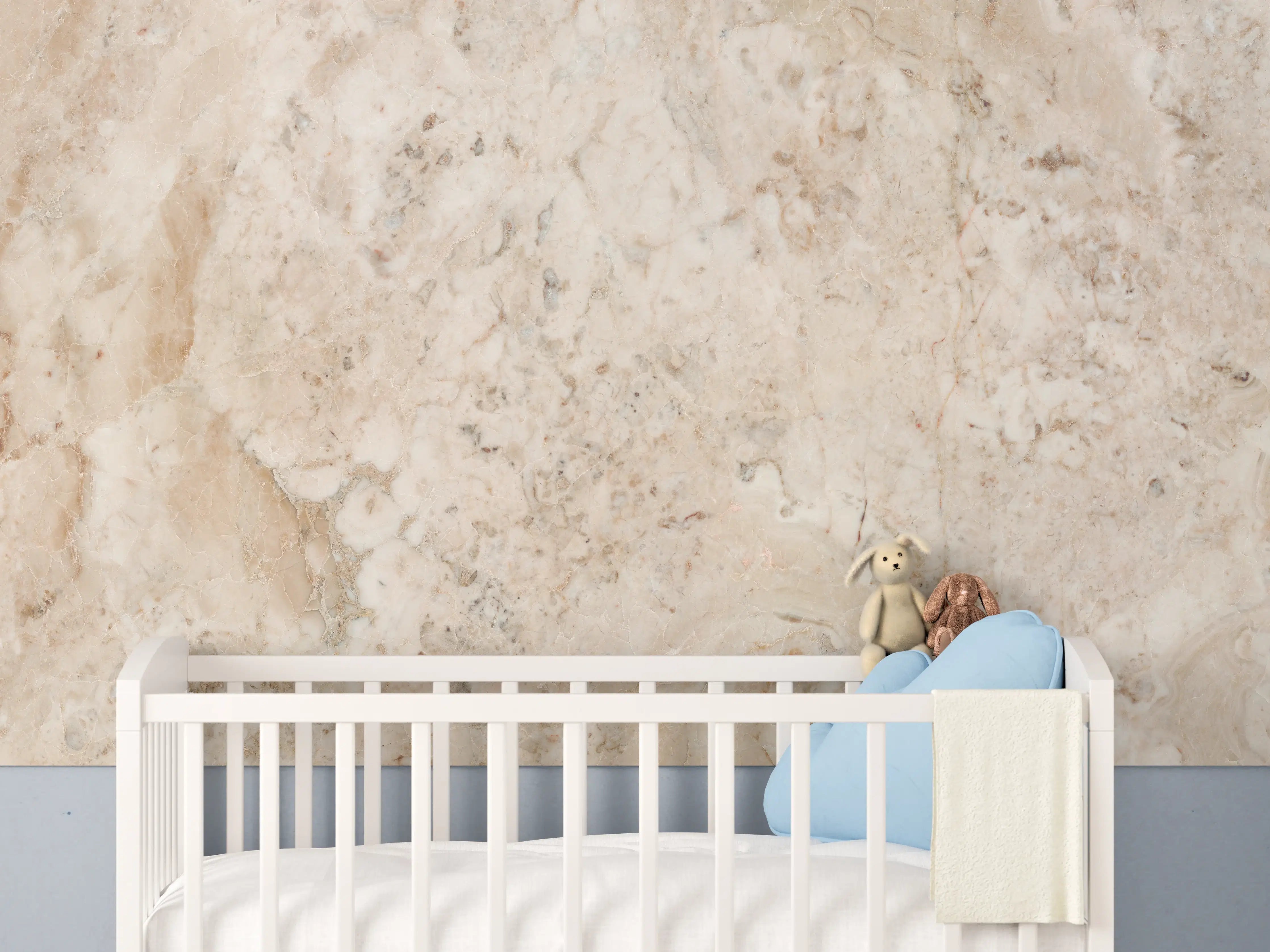Babyzimmer Wandgestaltung - Beige Naturmarmor Stein Textur
