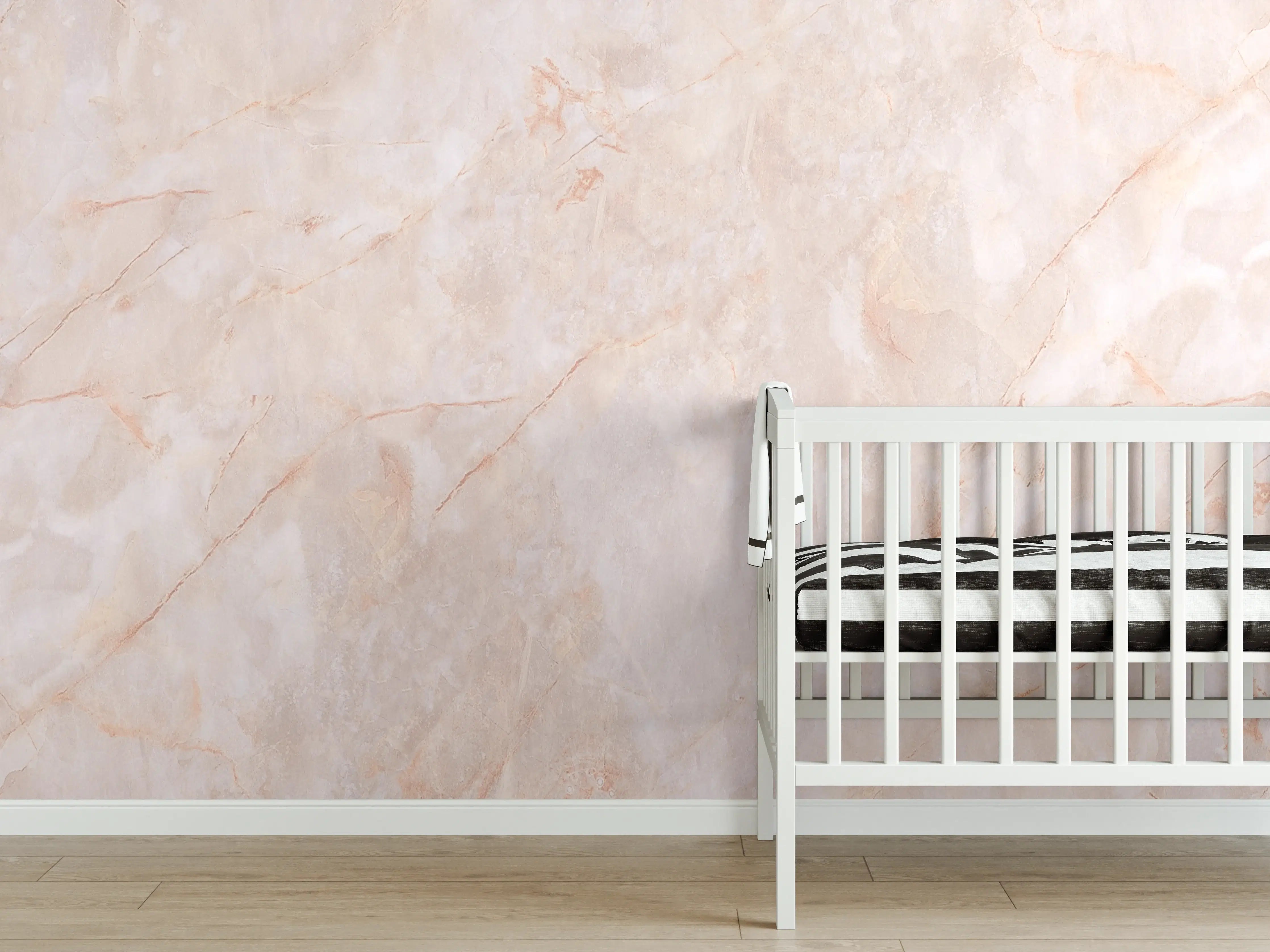 Babyzimmer Wandgestaltung - Beige-Rosa Marmorstein