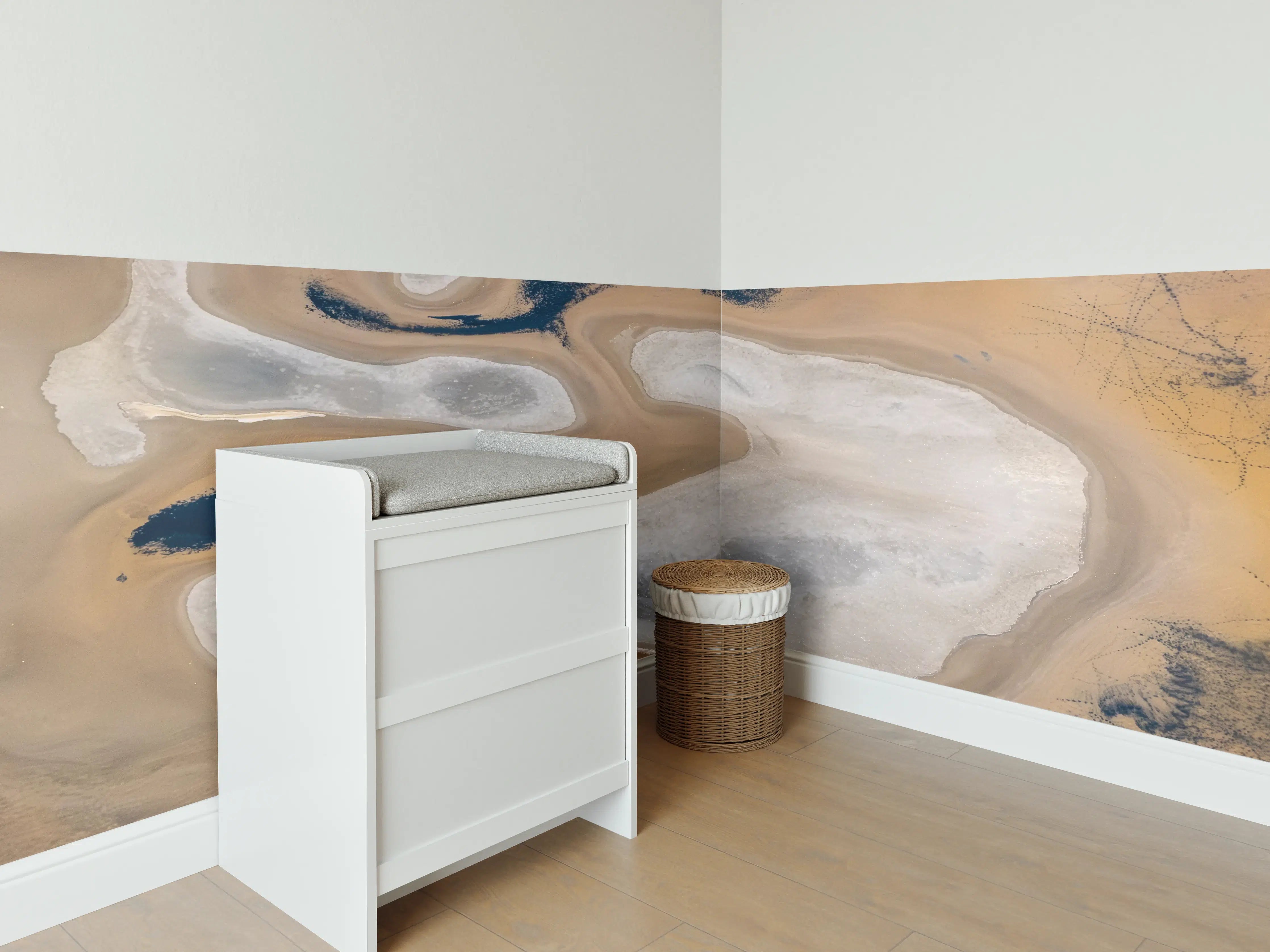 Babyzimmer Wandgestaltung - Beige Sand Abstraktion