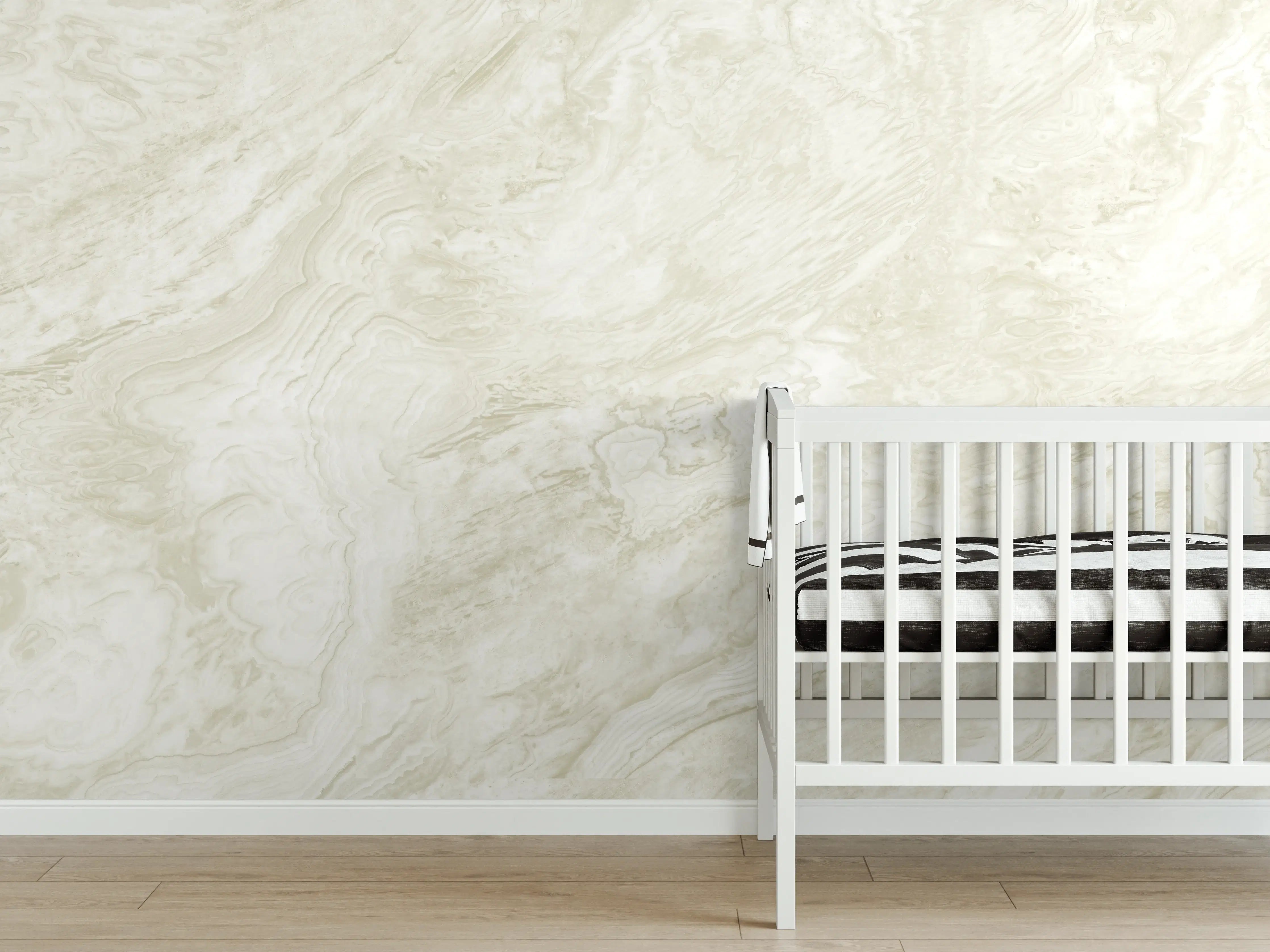 Babyzimmer Wandgestaltung - Beige-Weißer Marmor