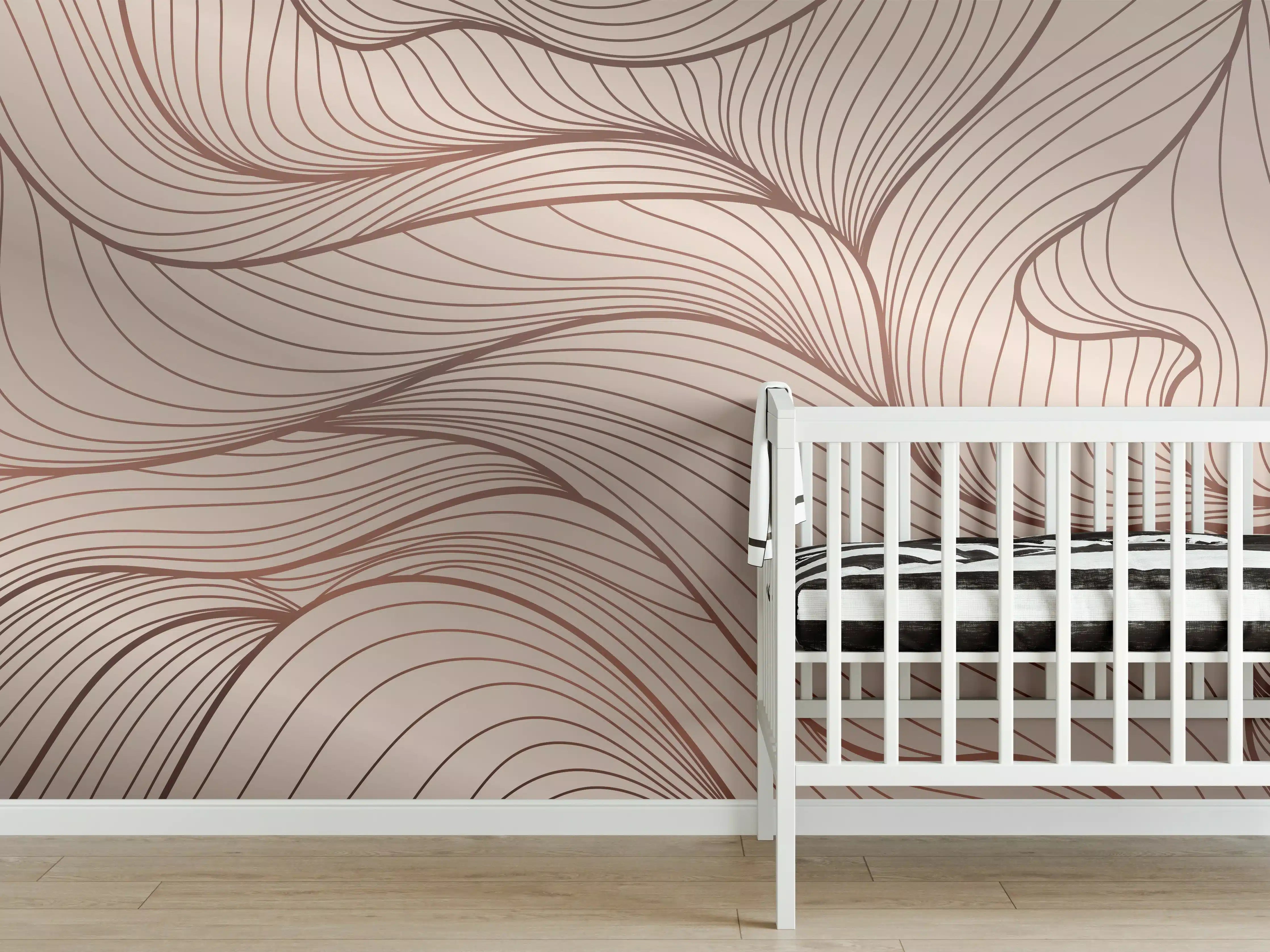 Babyzimmer Wandgestaltung - Beige Wellenlinien Textur