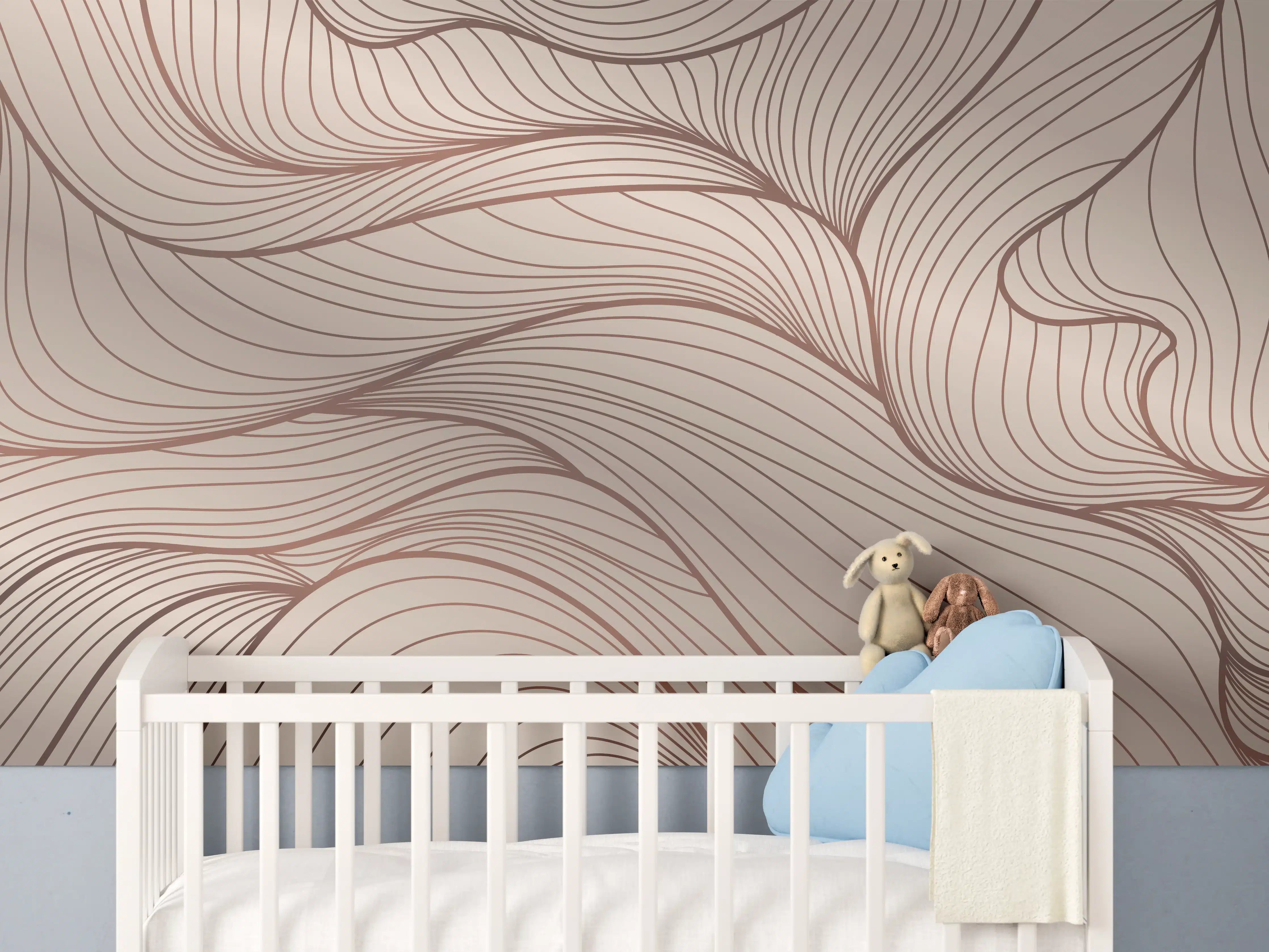 Babyzimmer Wandgestaltung - Beige Wellenlinien Textur