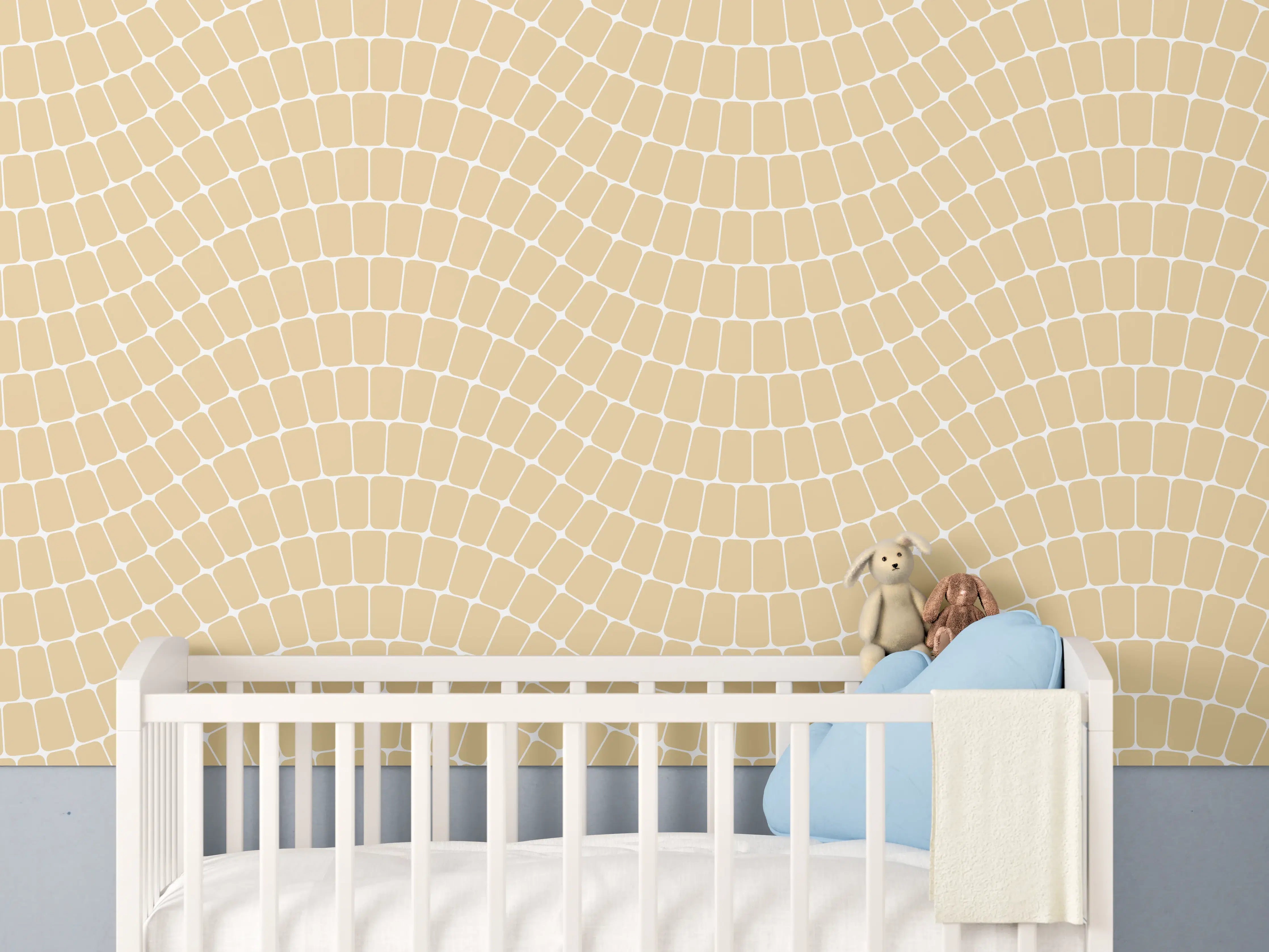 Babyzimmer Wandgestaltung - Beige-warme Wellenmuster