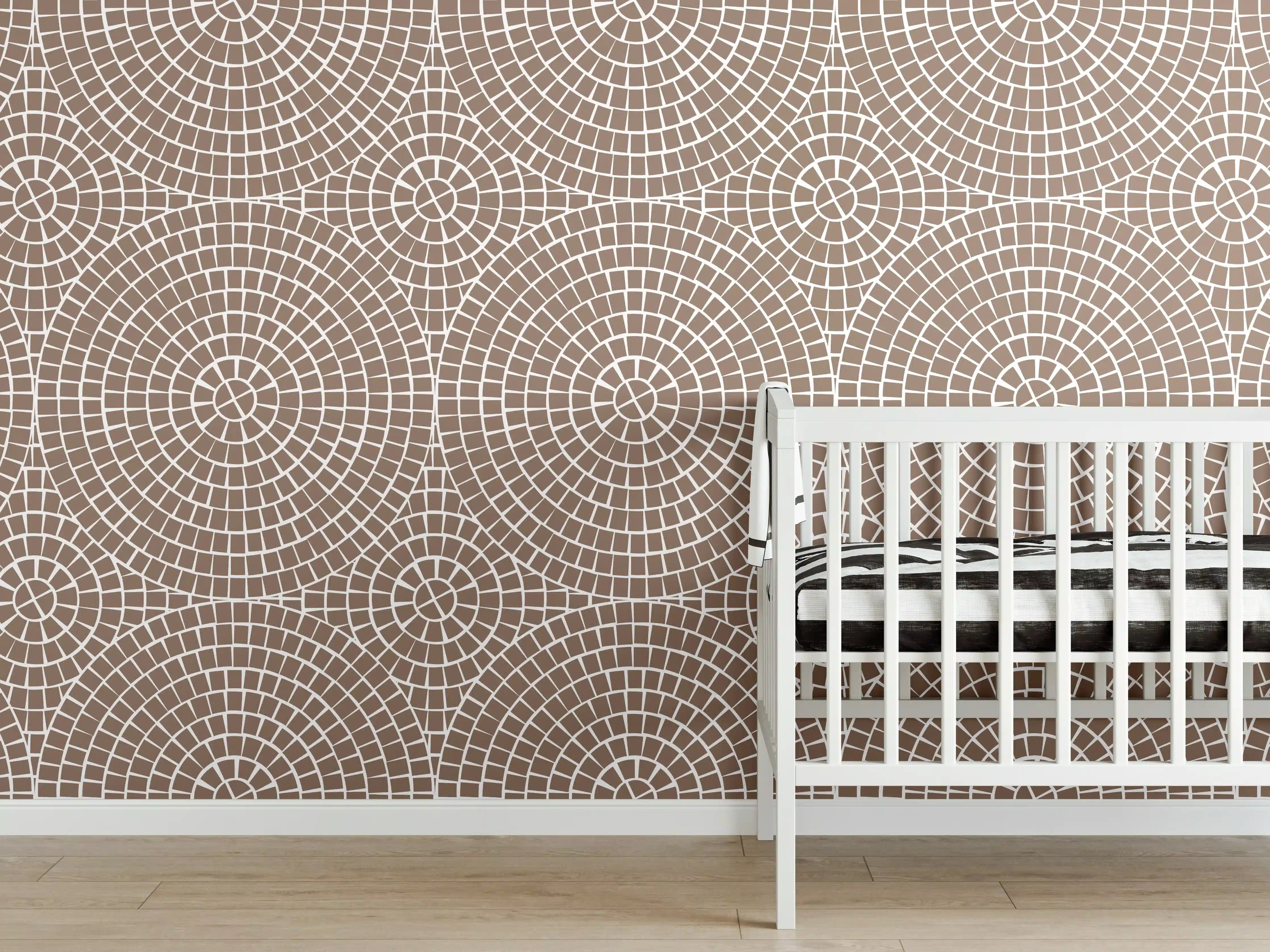 Babyzimmer Wandgestaltung - Beige-weiße Mosaik-Fliese