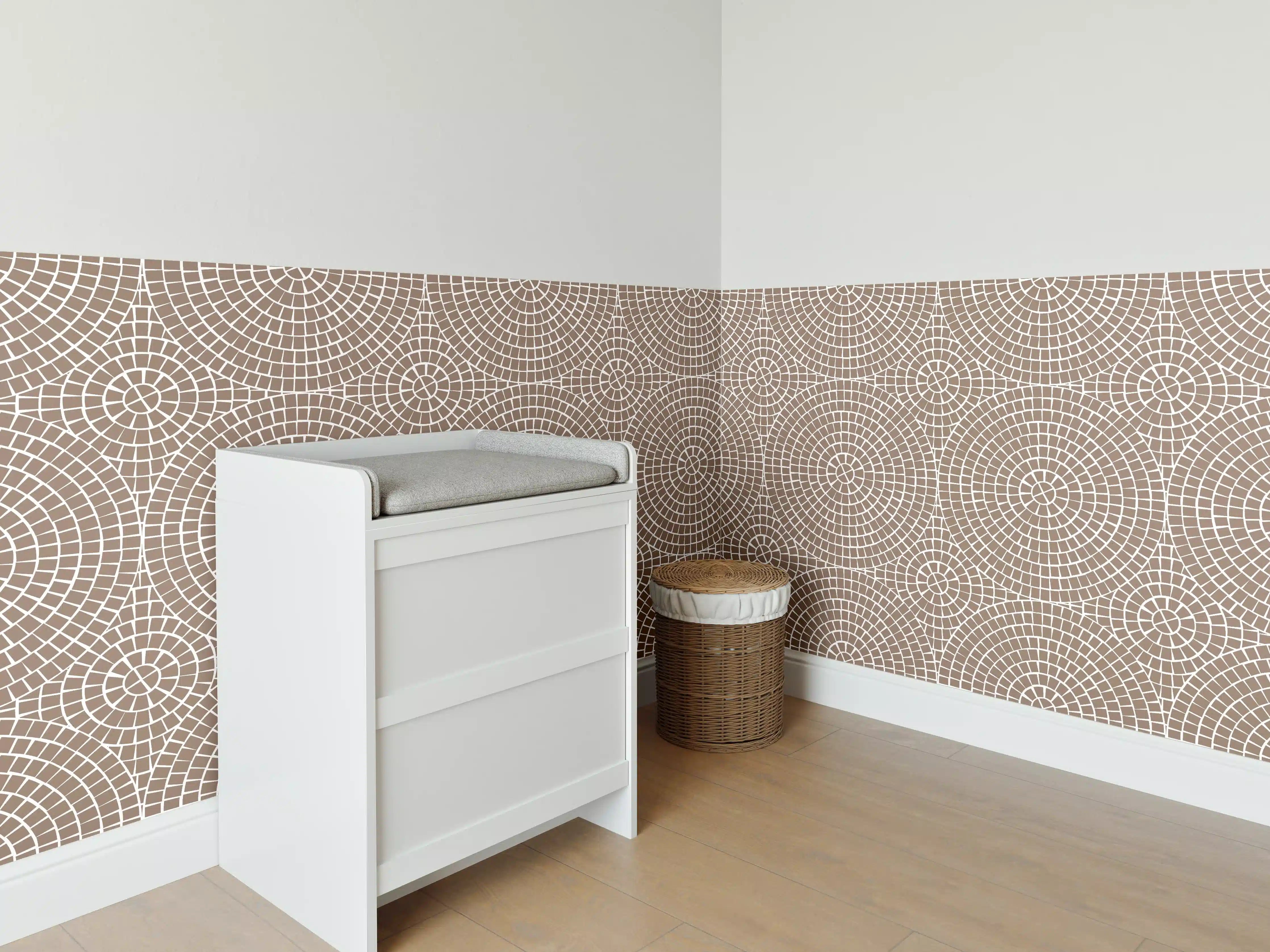 Babyzimmer Wandgestaltung - Beige-weiße Mosaik-Fliese