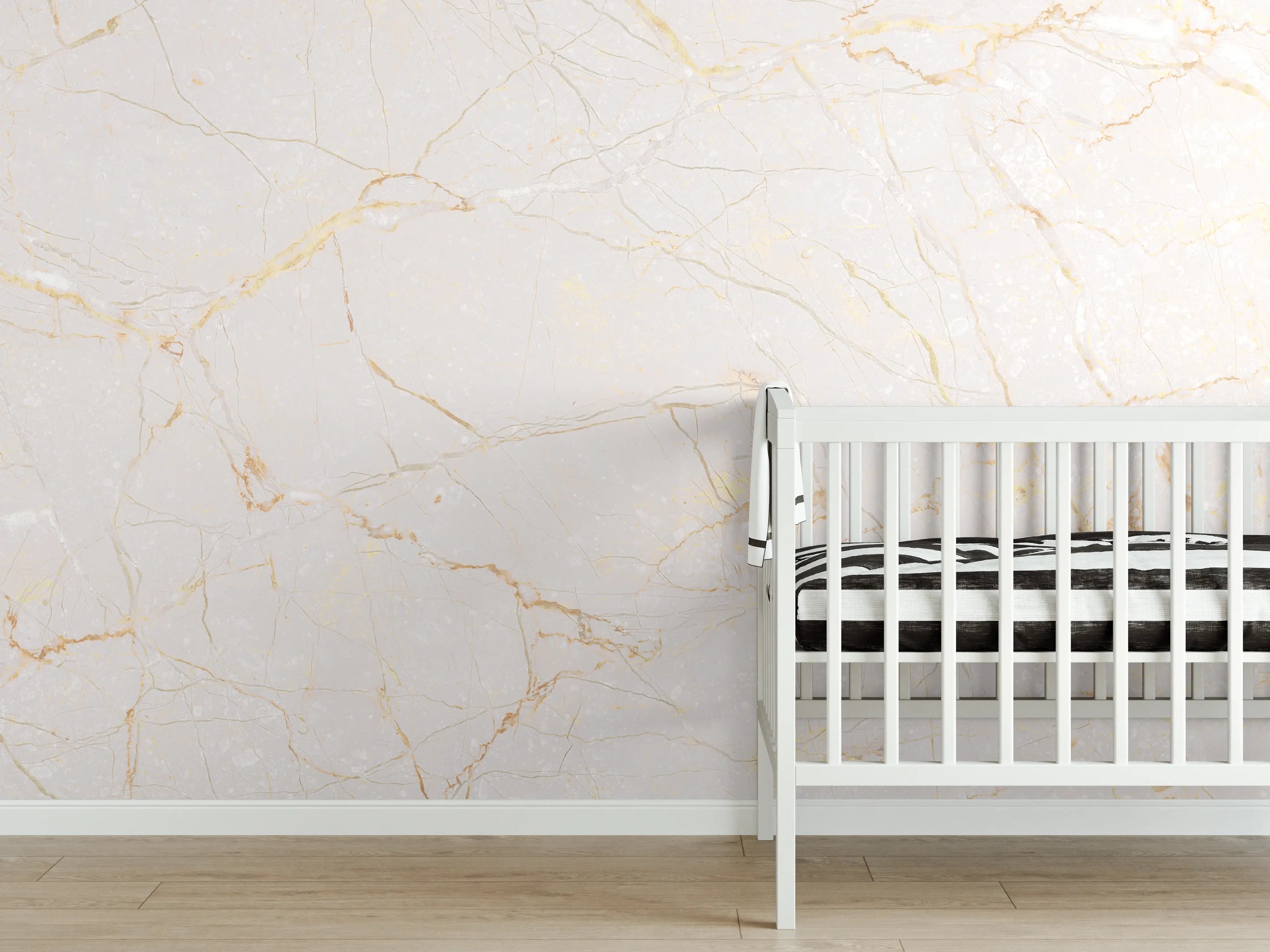 Babyzimmer Wandgestaltung - Beigefarbiger Marmor