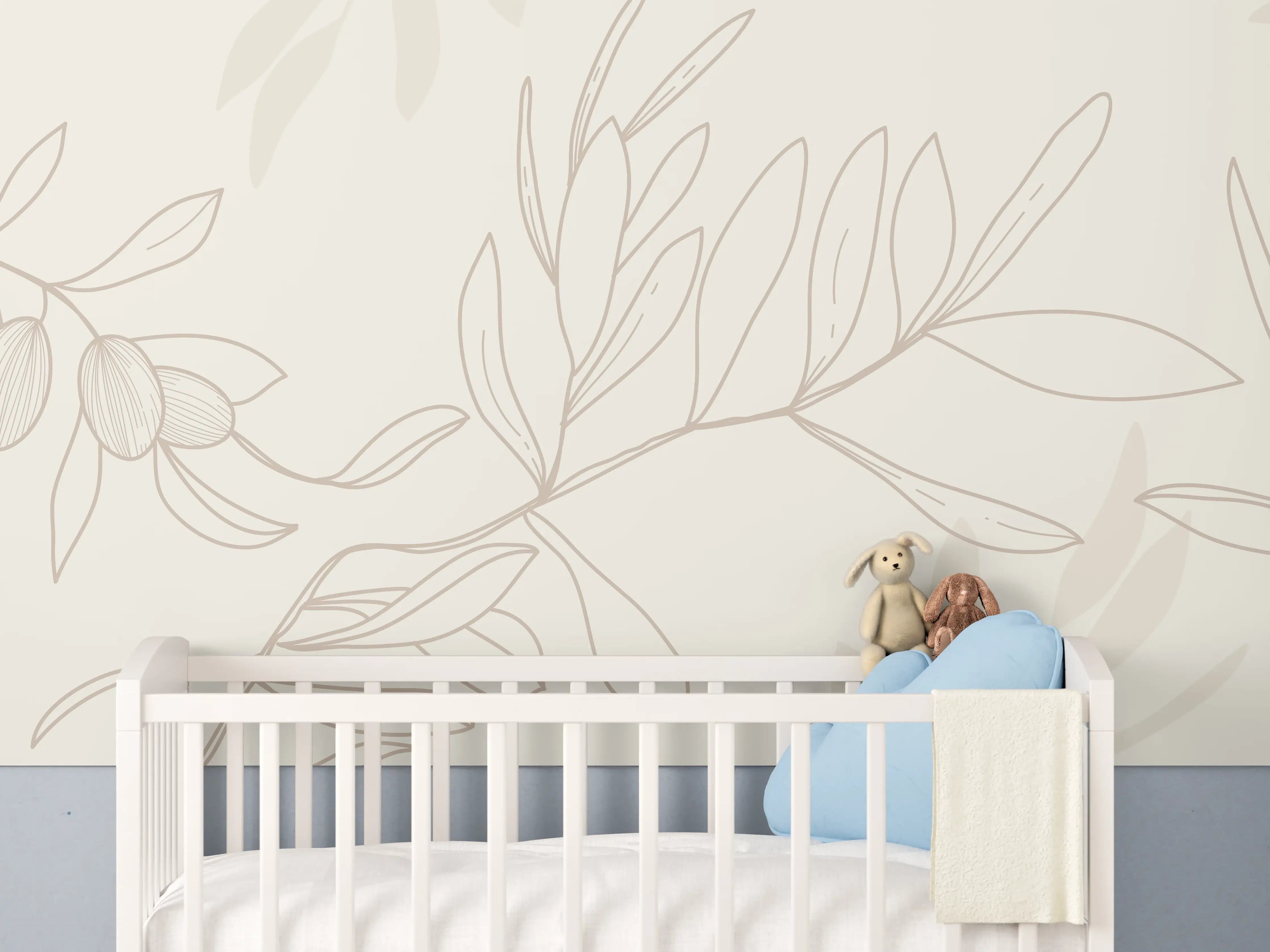 Babyzimmer Wandgestaltung - Beiger Olivenzweig