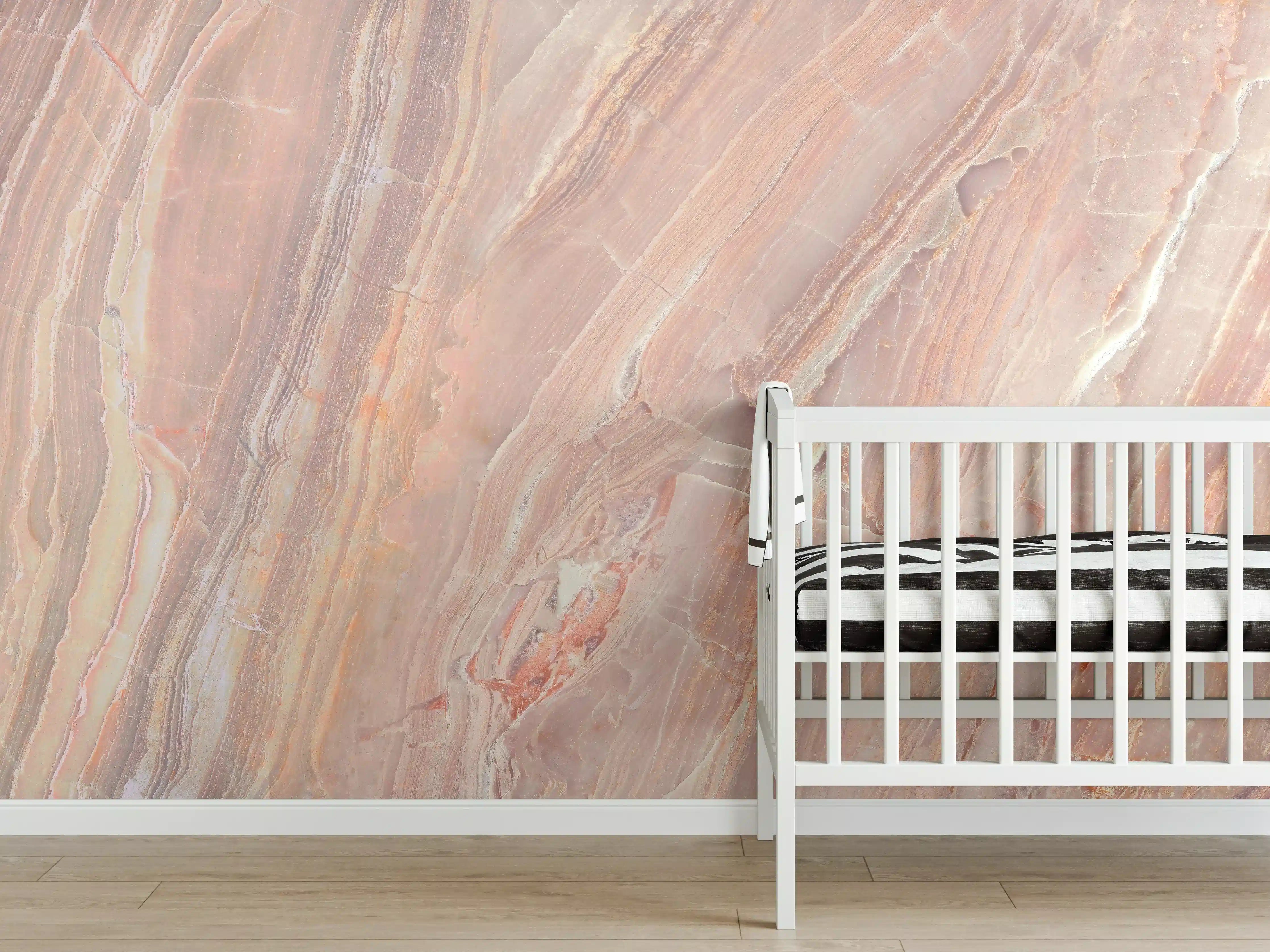 Babyzimmer Wandgestaltung - Beiges Marmor Design - Nahaufnahme