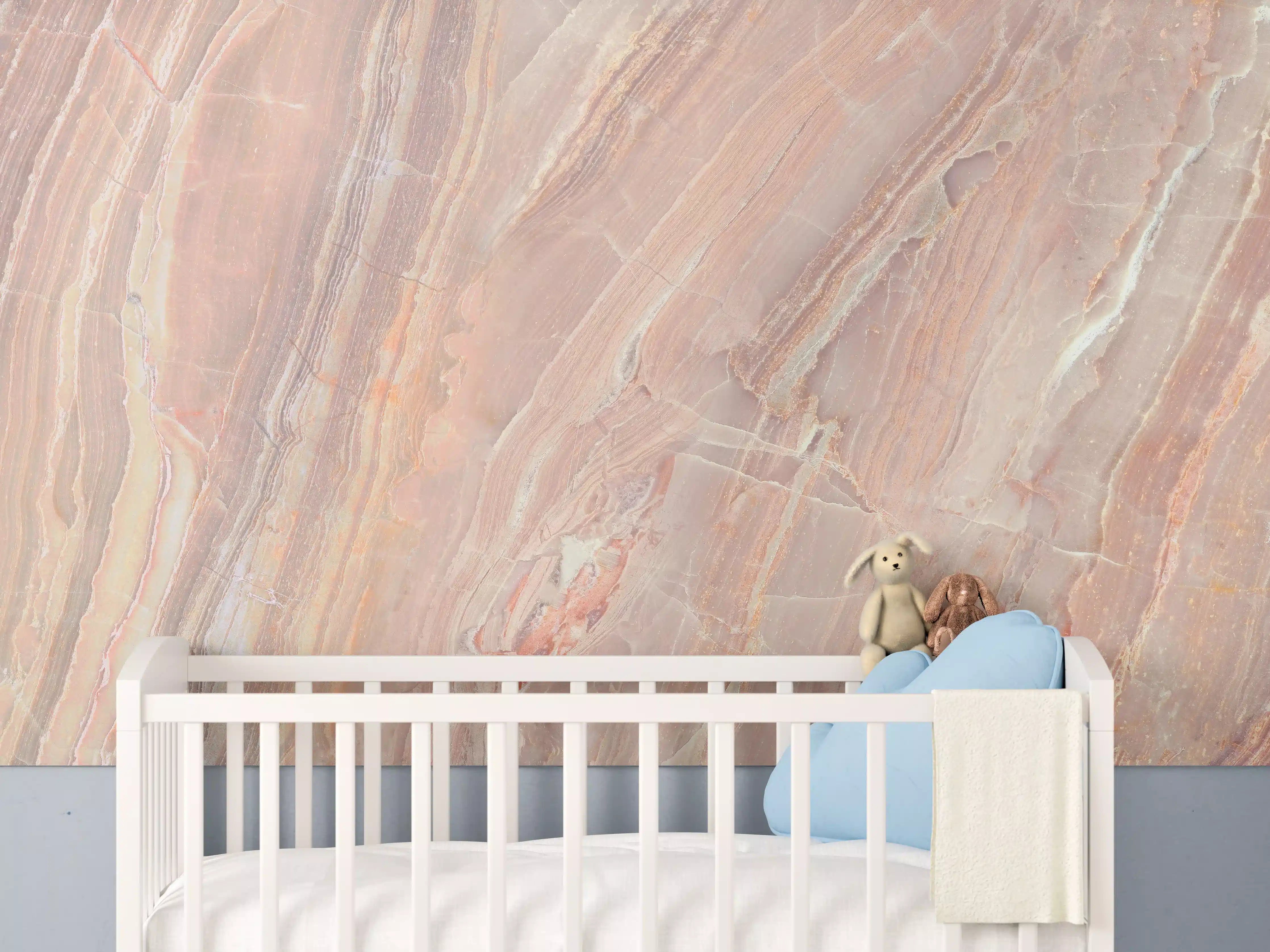 Babyzimmer Wandgestaltung - Beiges Marmor Design - Nahaufnahme