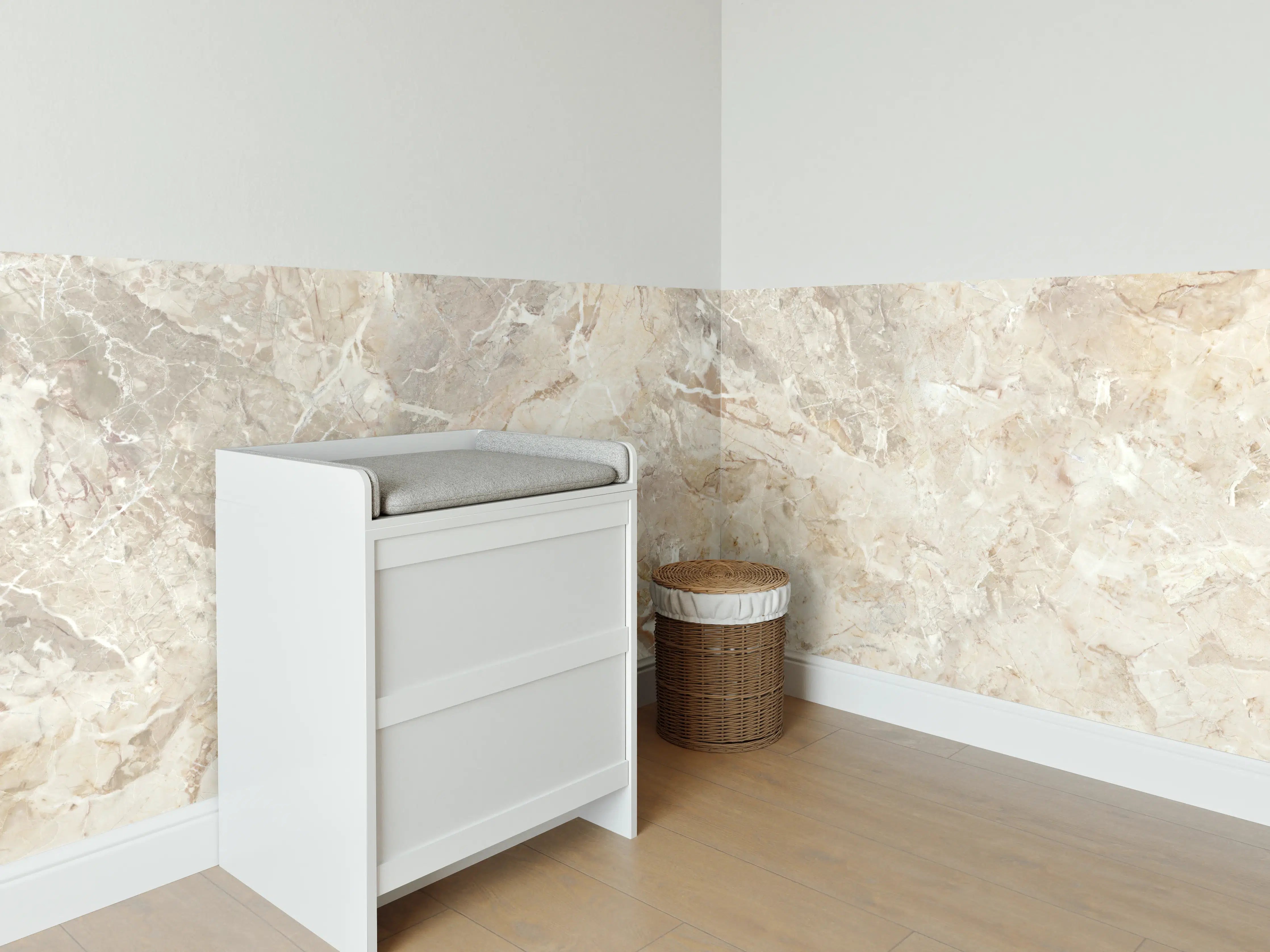 Babyzimmer Wandgestaltung - Beiges abstraktes Marmordesign