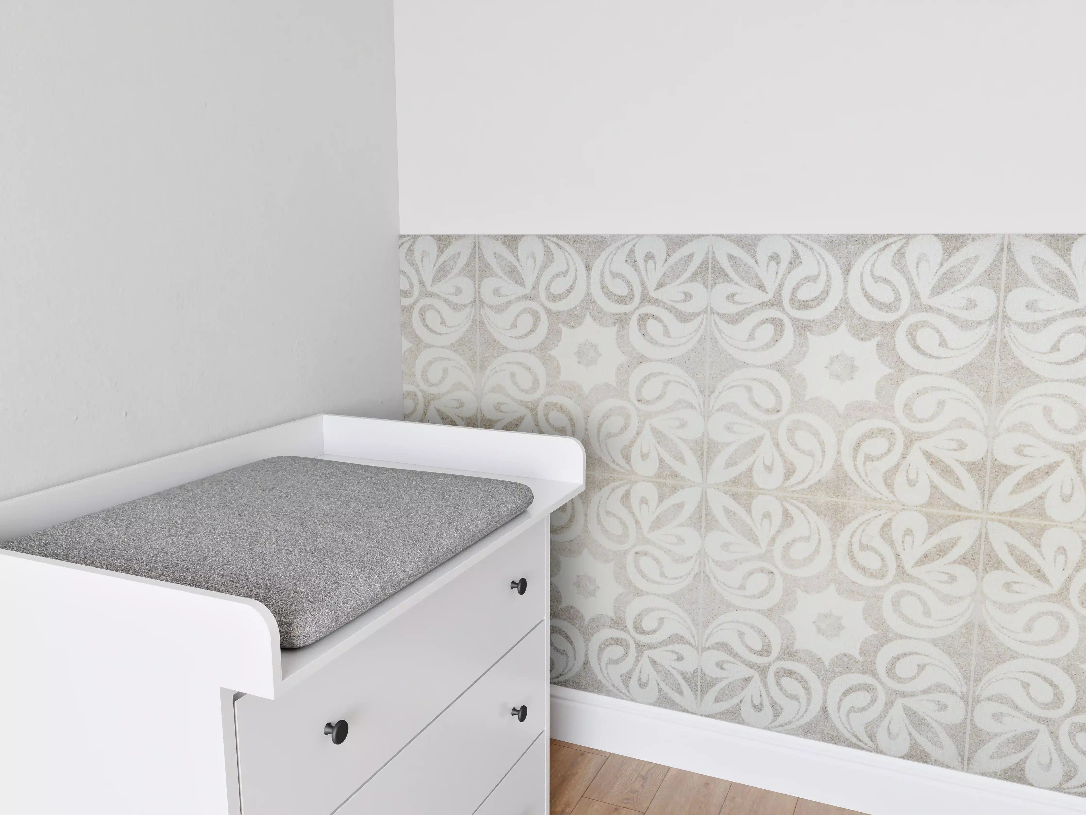 Babyzimmer Wandgestaltung - Beiges quadratisches Mosaikmotiv
