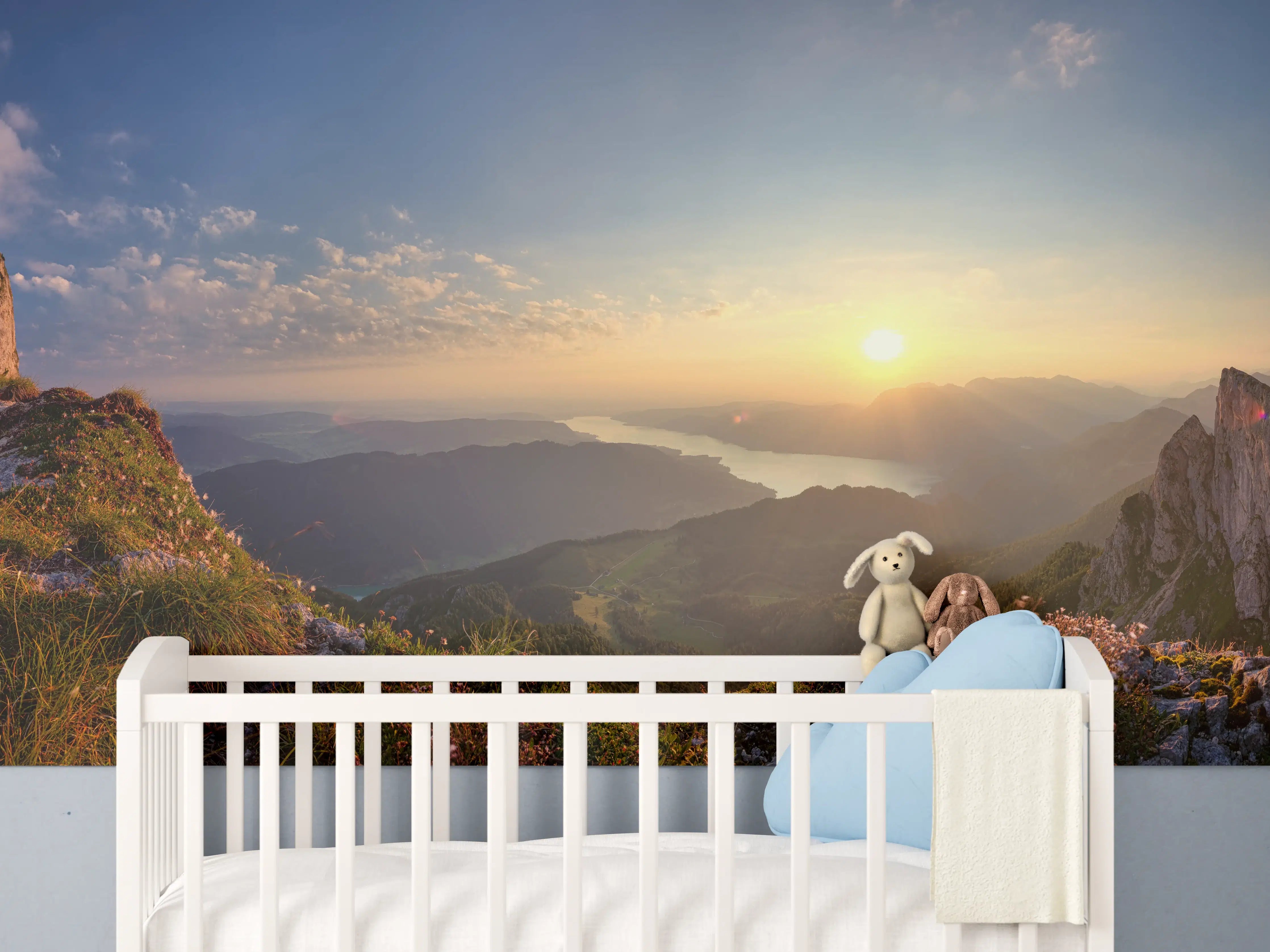 Babyzimmer Wandgestaltung - Berglandschafts Panorama