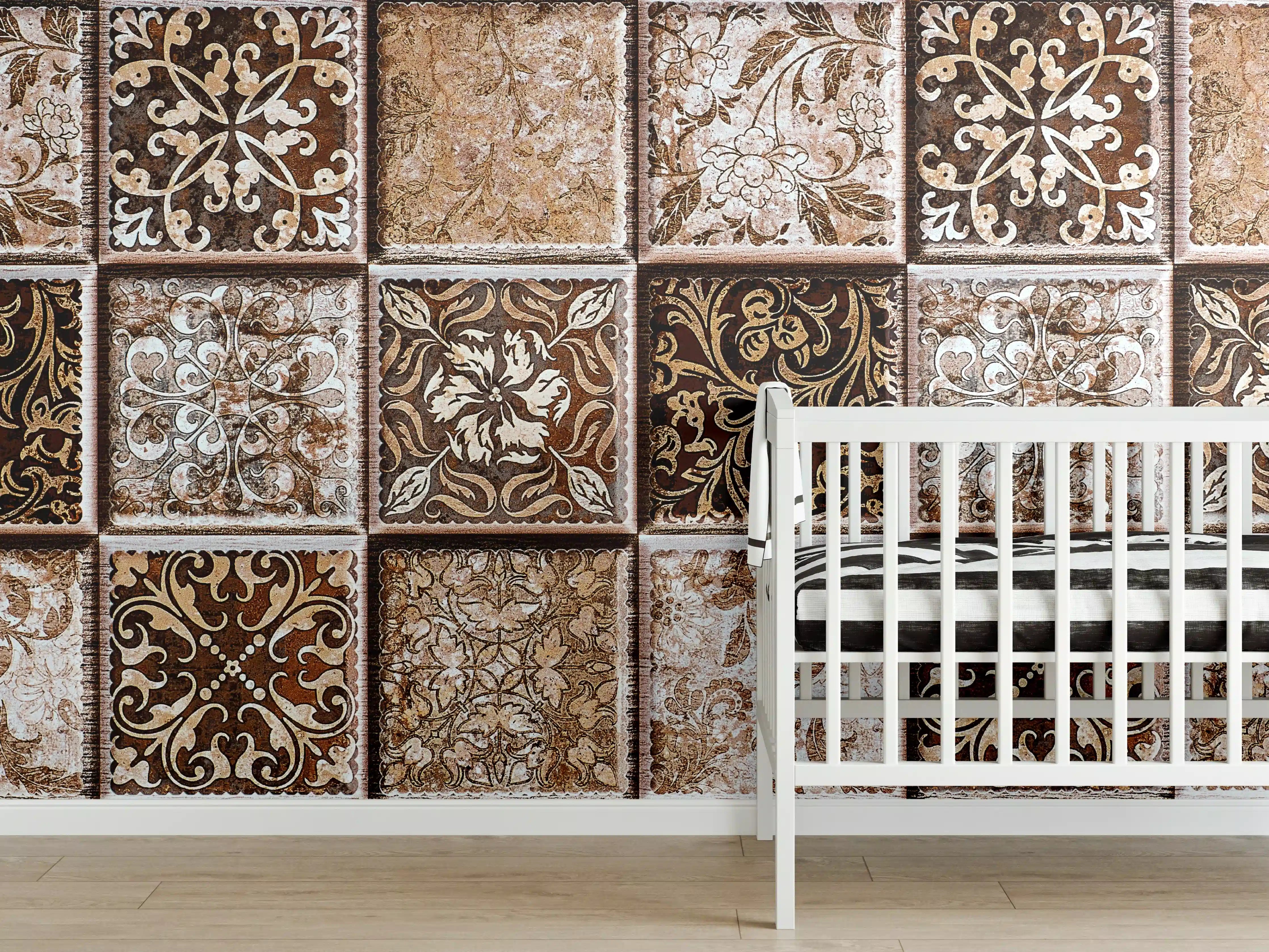 Babyzimmer Wandgestaltung - Bernsteinfarbene Fliesen mit Muster und Textur