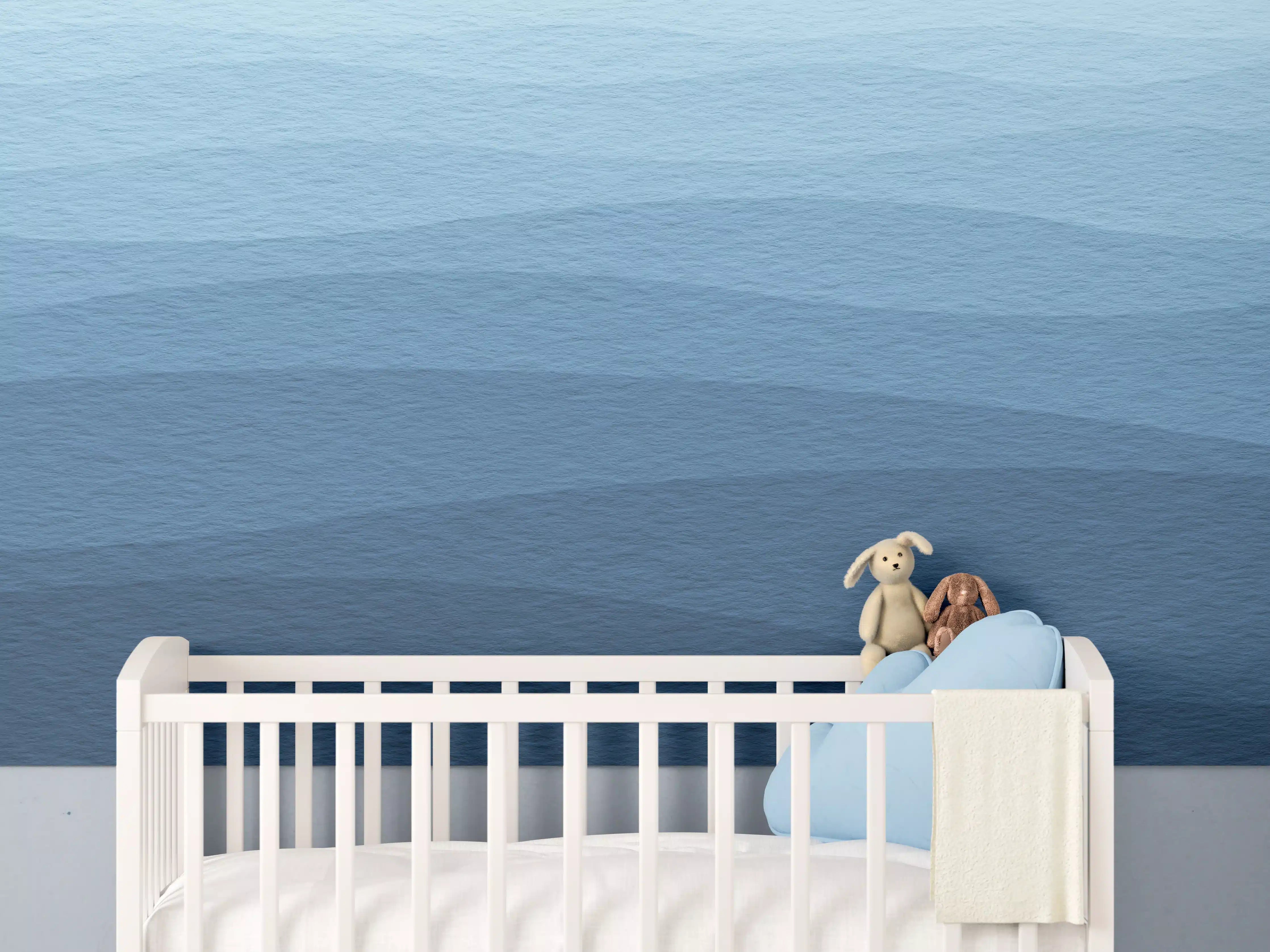 Babyzimmer Wandgestaltung - Beruhigende Blau-Gradient-Wellen-Textur