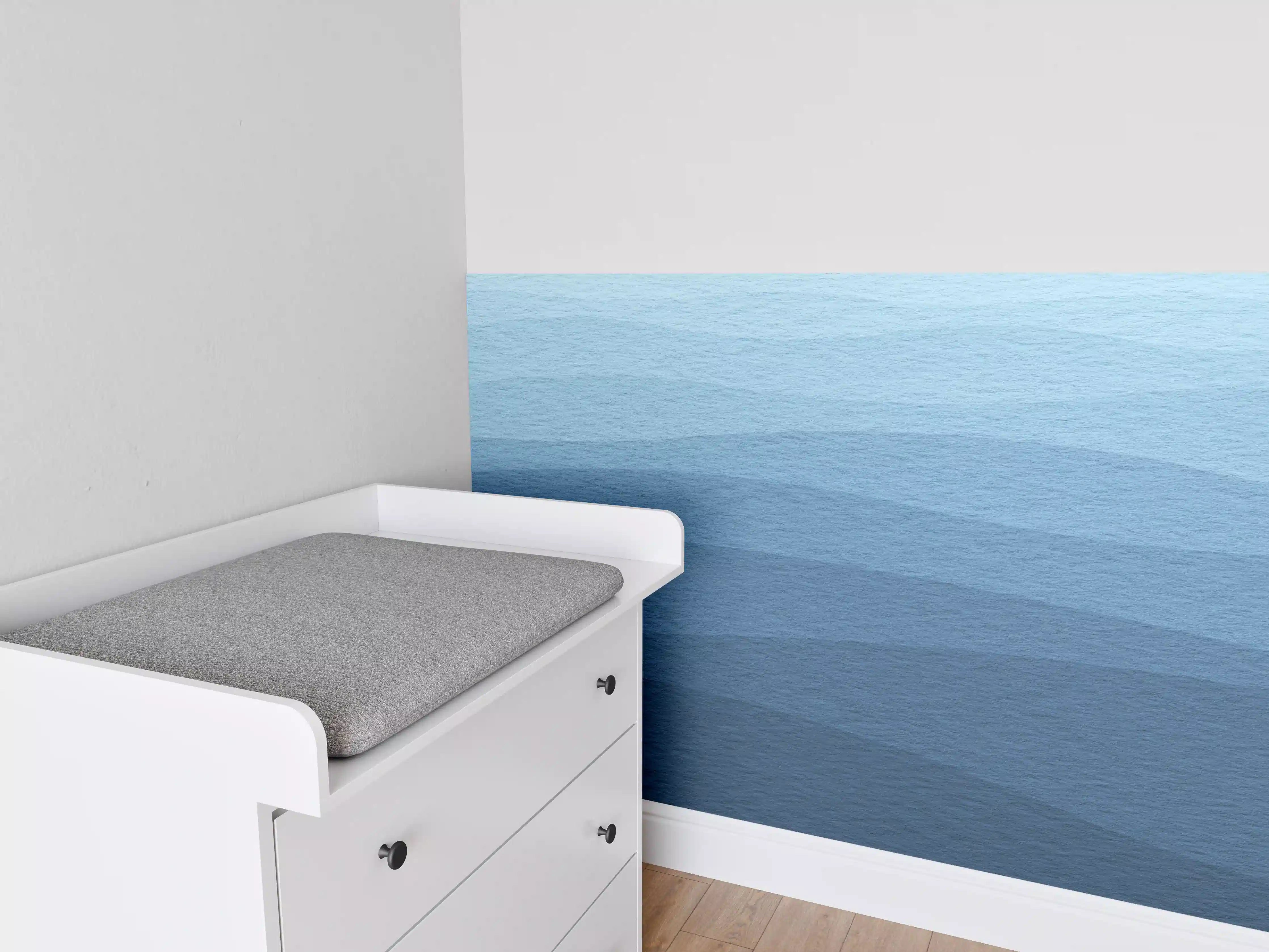 Babyzimmer Wandgestaltung - Beruhigende Blau-Gradient-Wellen-Textur