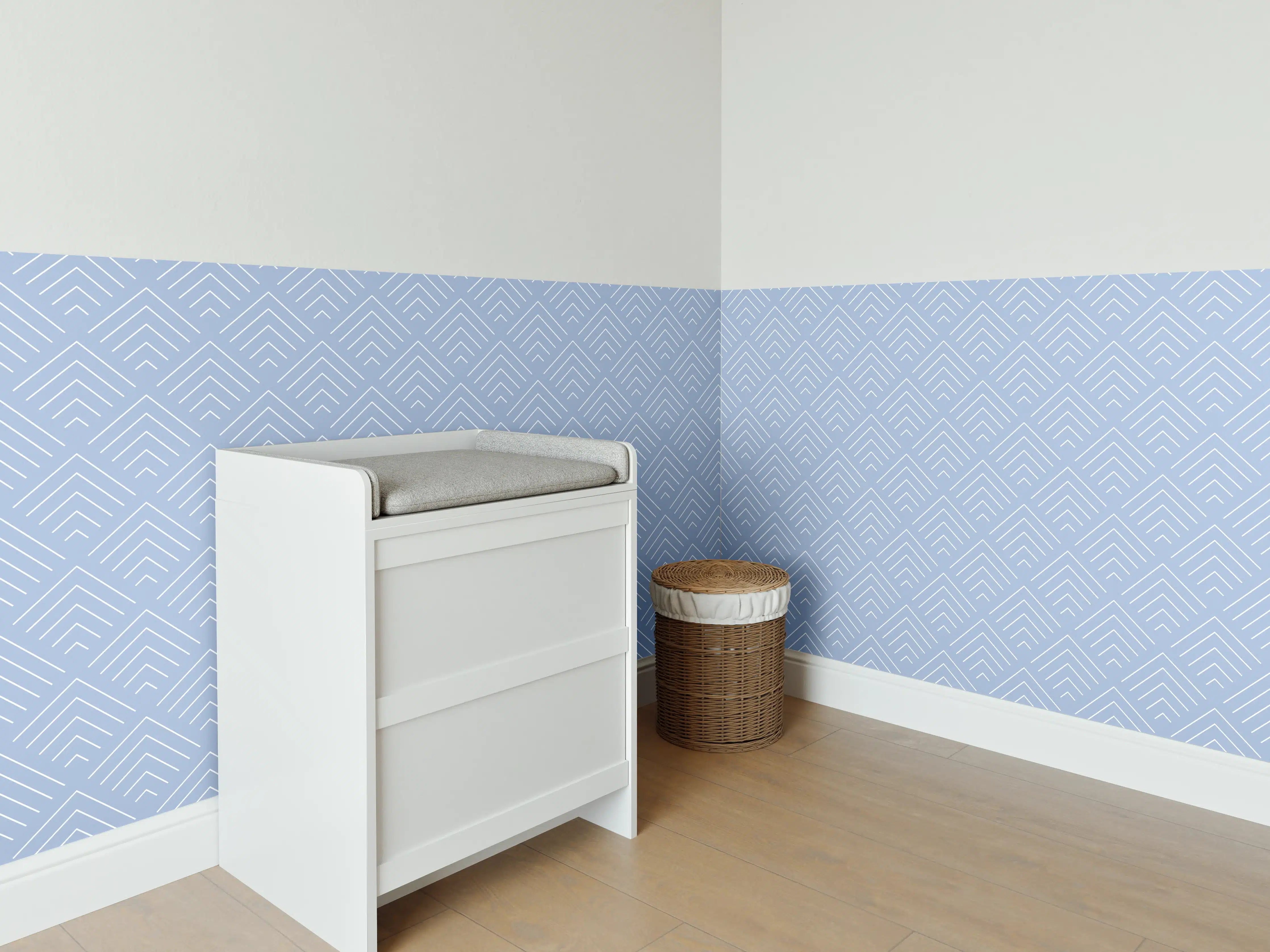 Babyzimmer Wandgestaltung - Beruhigende Blau-Grau-Lösung