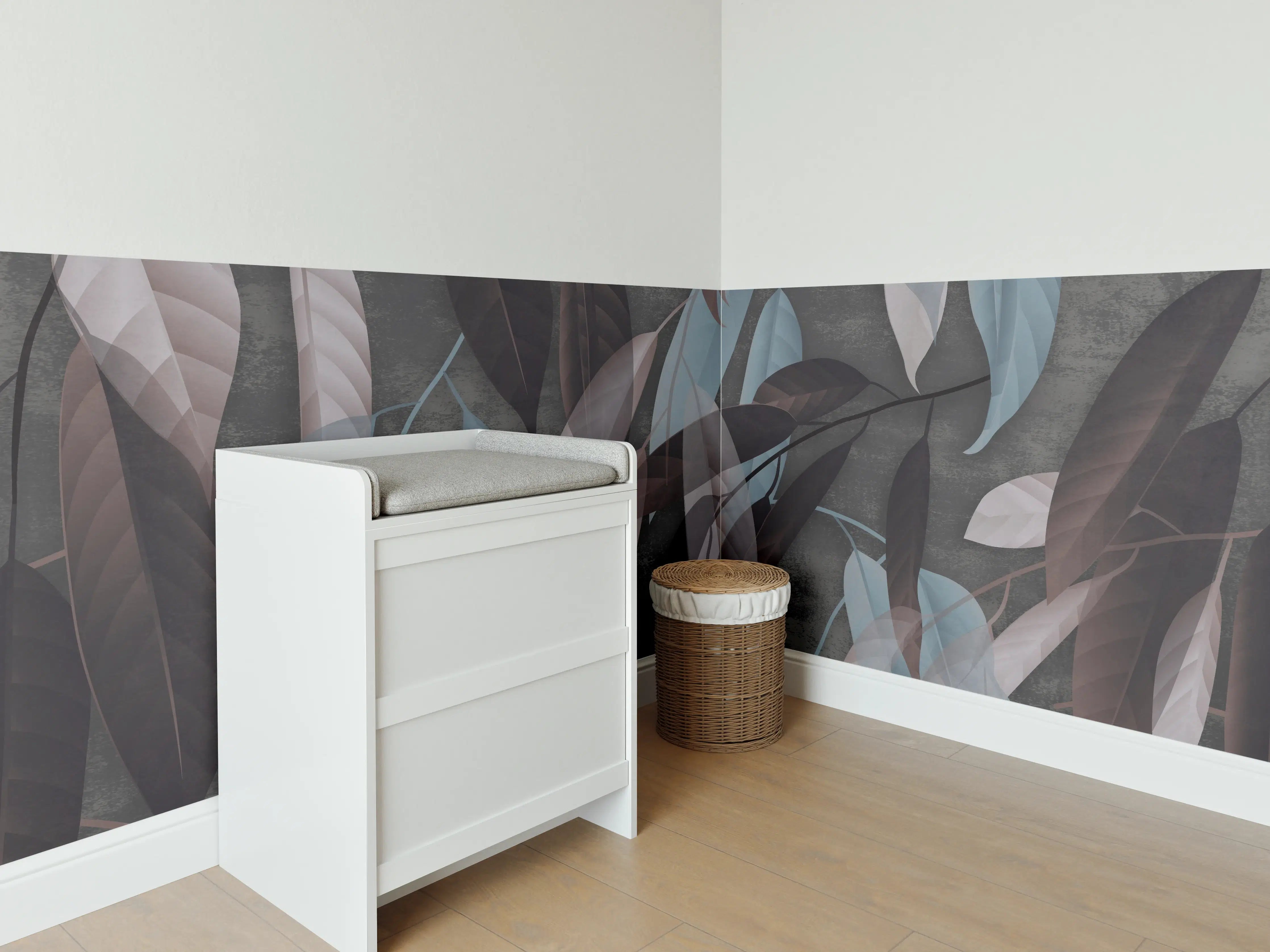 Babyzimmer Wandgestaltung - Beton Tapete Herbstlaub