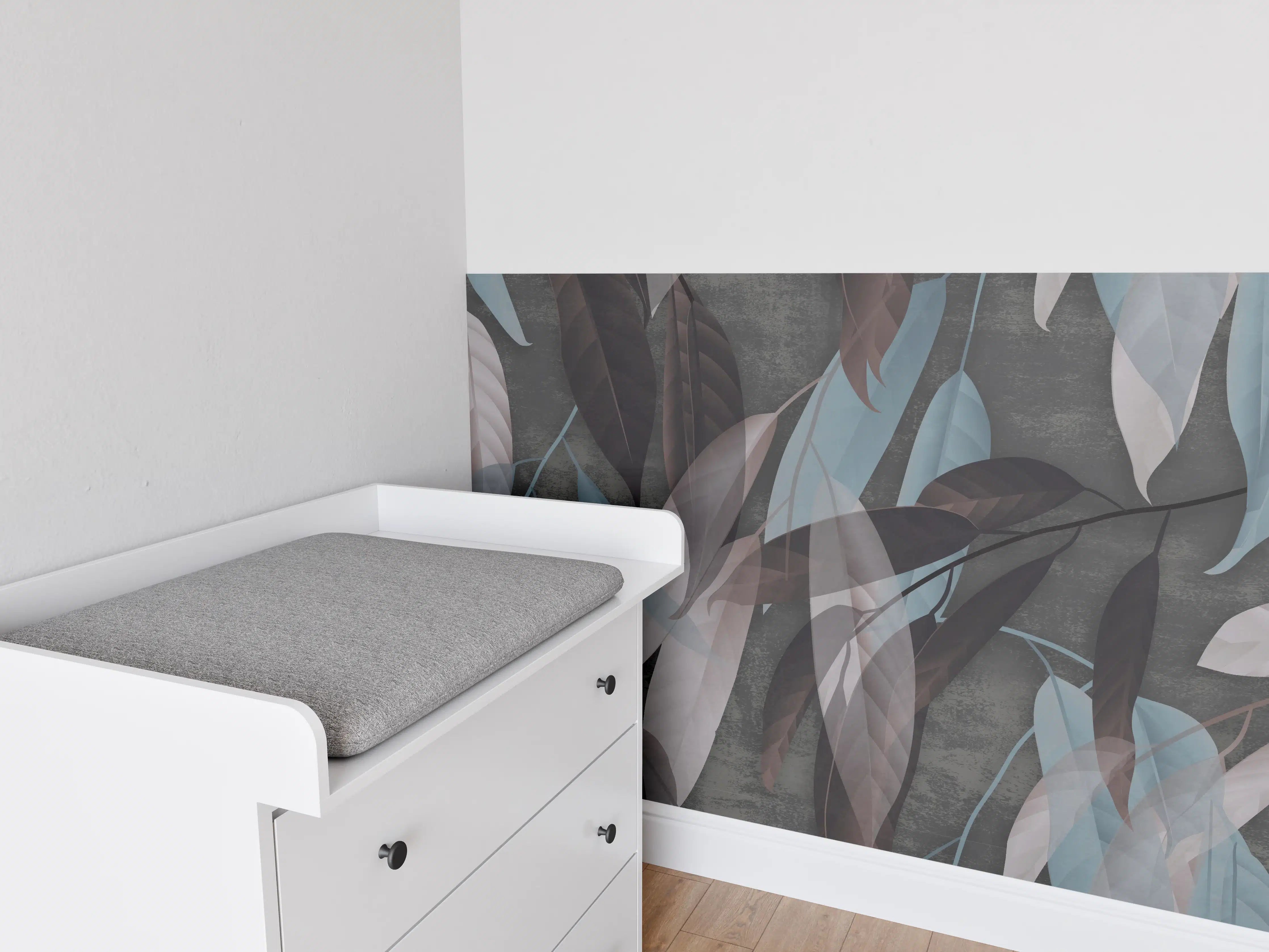 Babyzimmer Wandgestaltung - Beton Tapete Herbstlaub