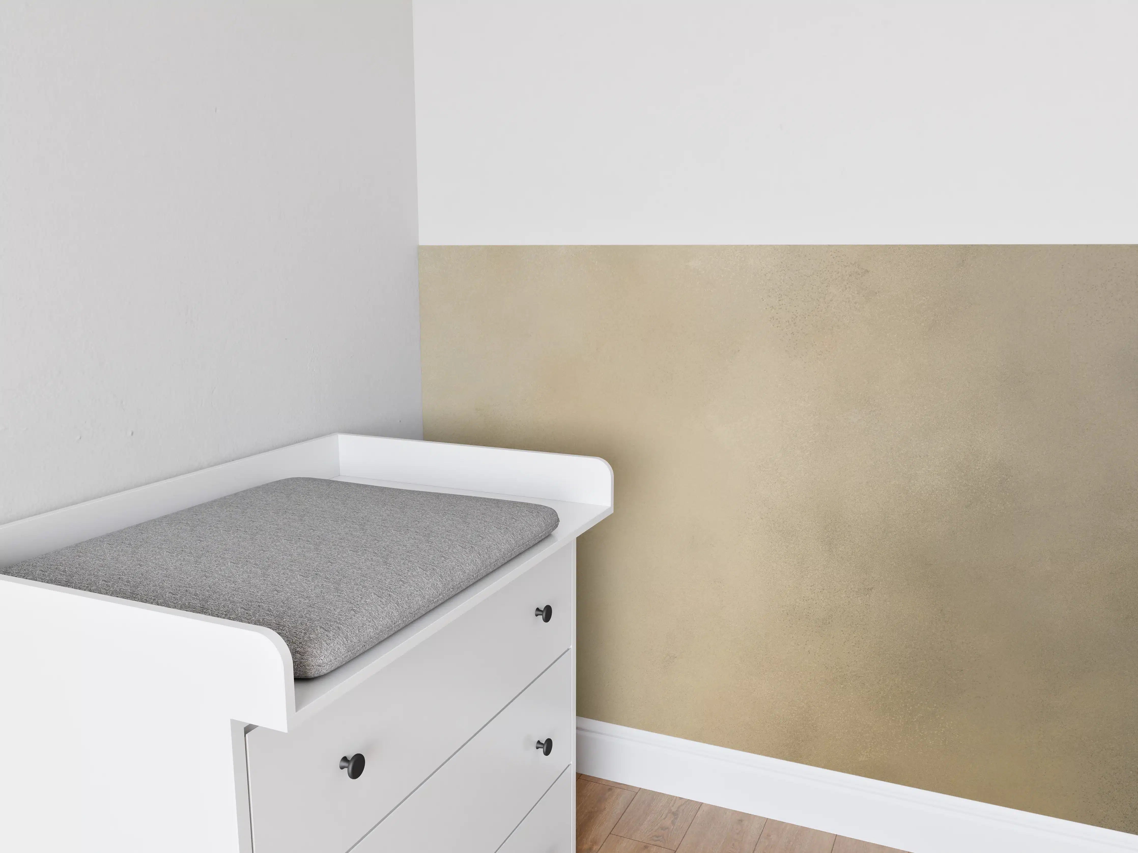 Babyzimmer Wandgestaltung - Betonoptik mit Grau- und Beigetönen