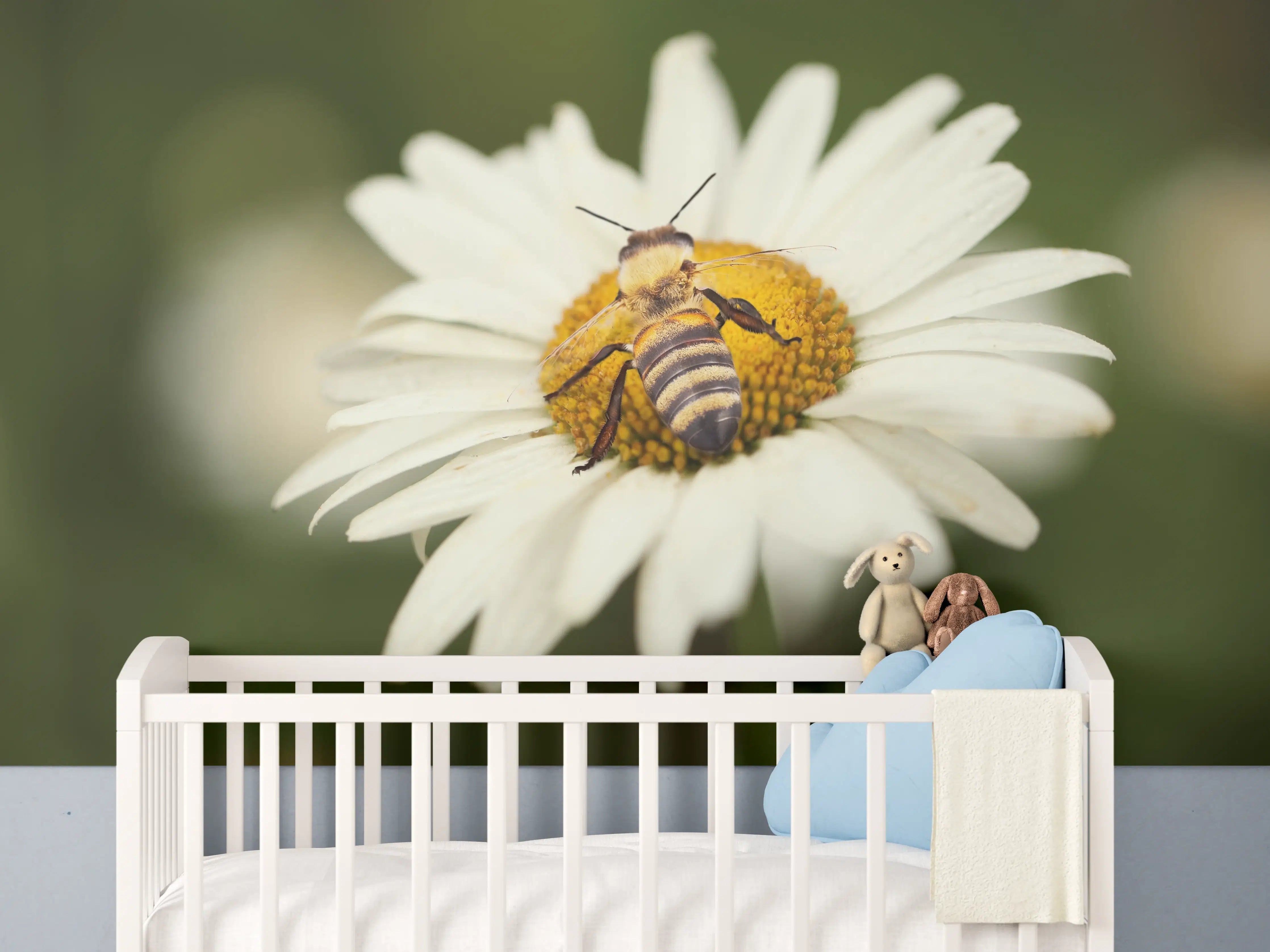 Babyzimmer Wandgestaltung - Biene auf einem Gänseblümchen