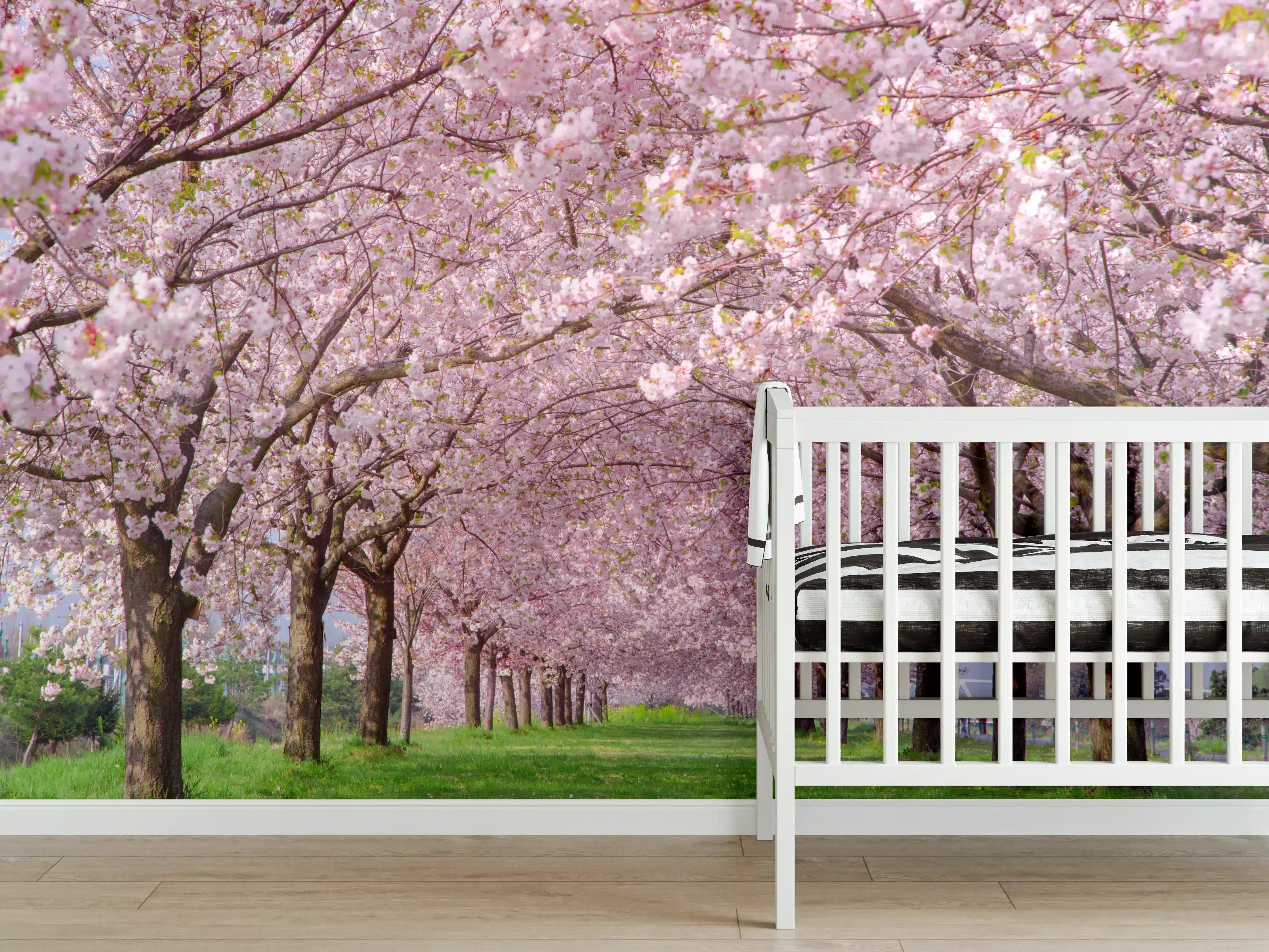 Babyzimmer Wandgestaltung - Birchblüten im Frühlingslicht