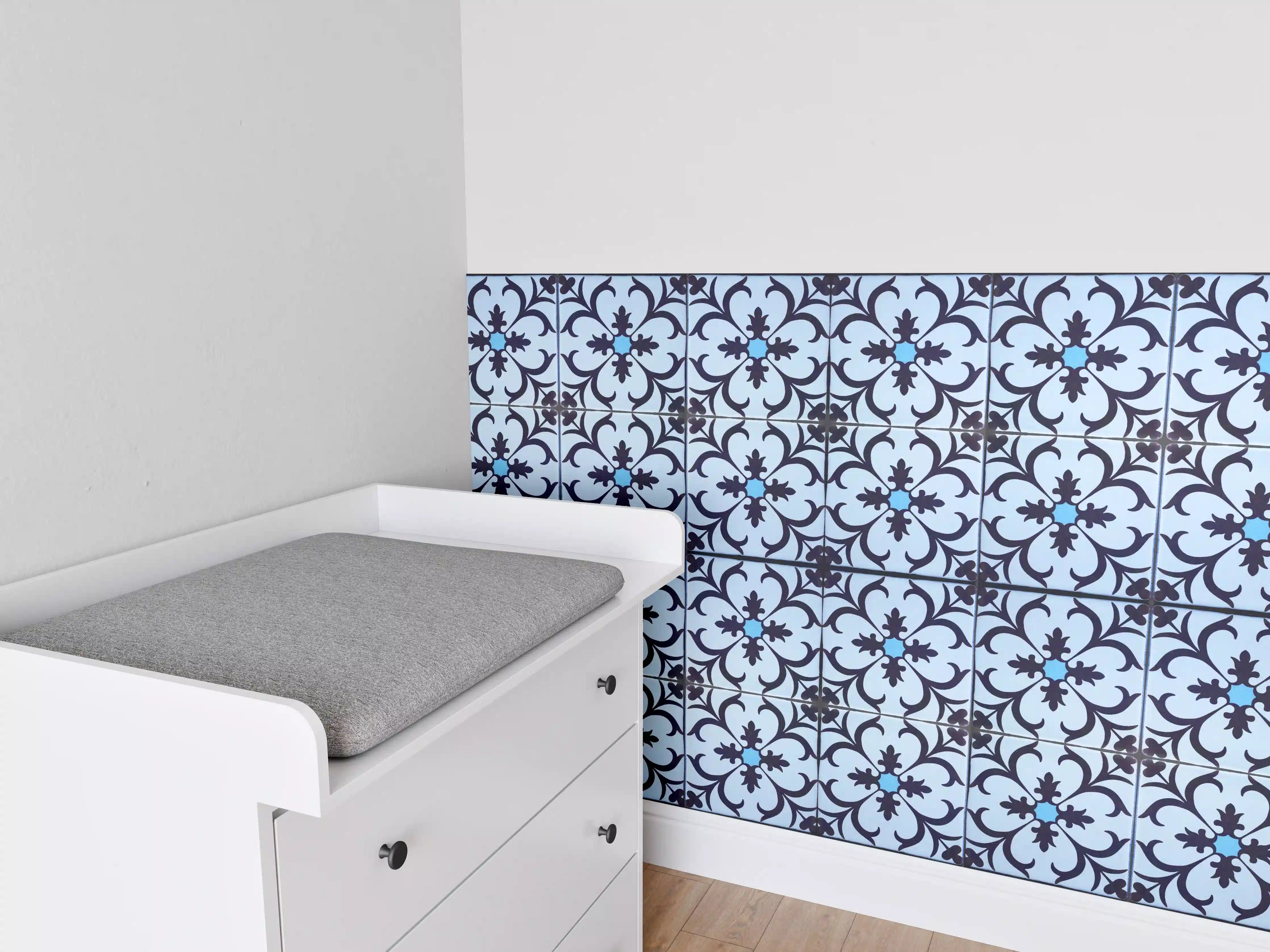Babyzimmer Wandgestaltung - Bläulich traditionelles Mosaik Motiv
