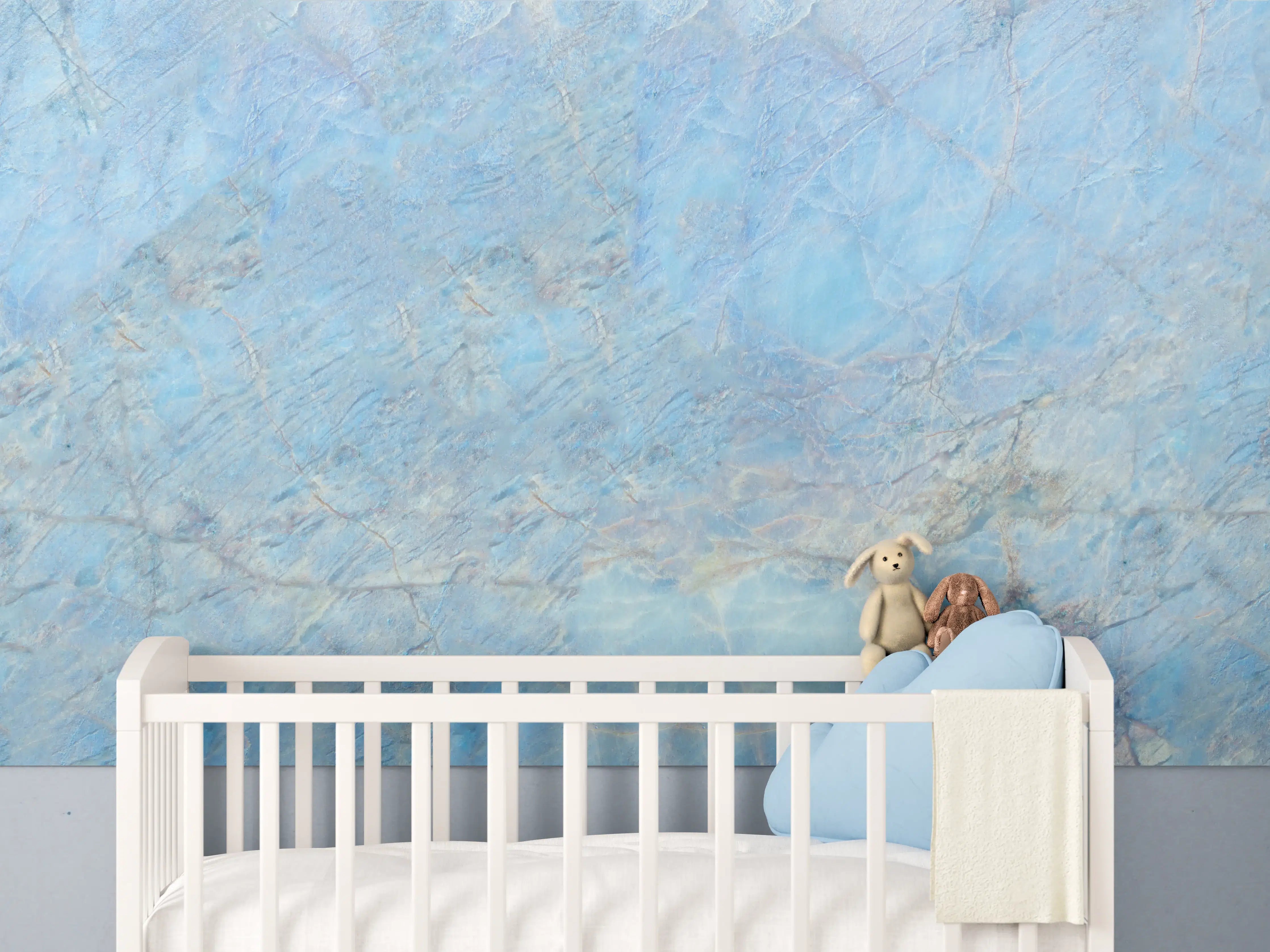 Babyzimmer Wandgestaltung - Bläulicher Marmor