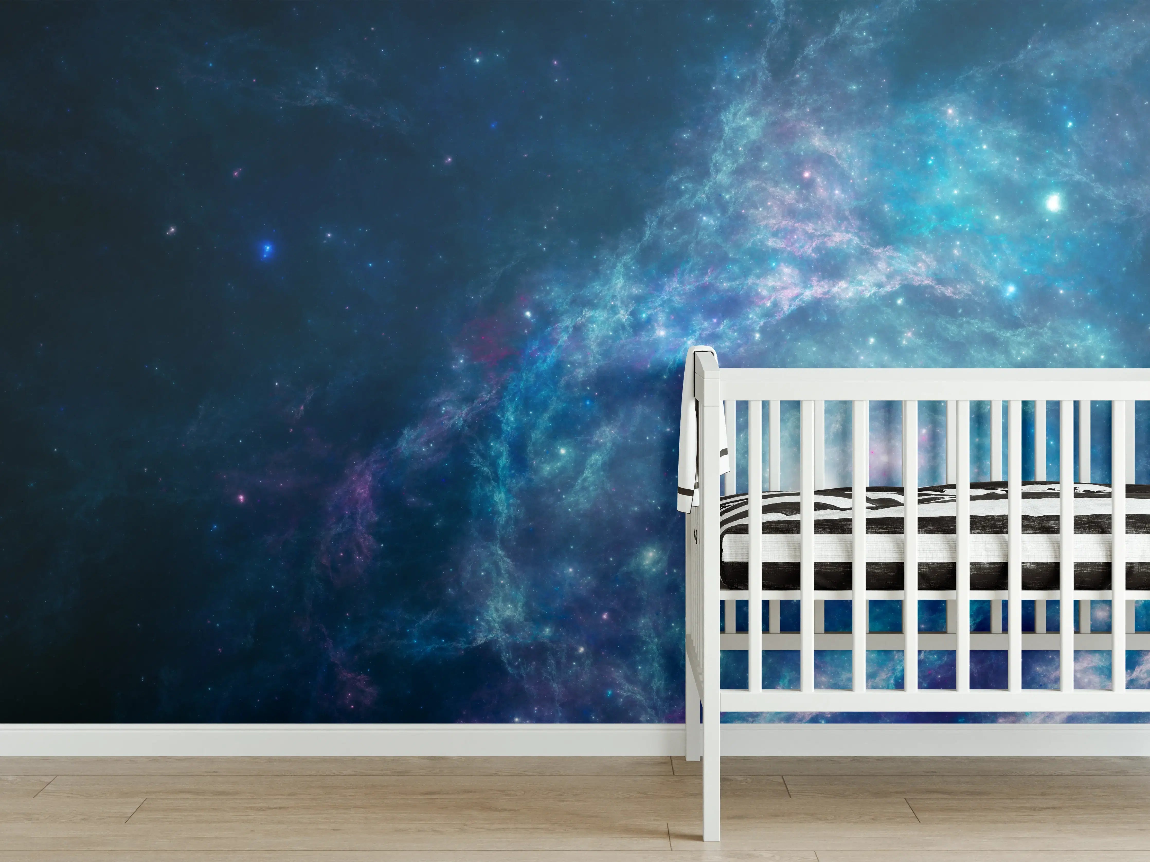 Babyzimmer Wandgestaltung - Bläulicher epischer Kosmos