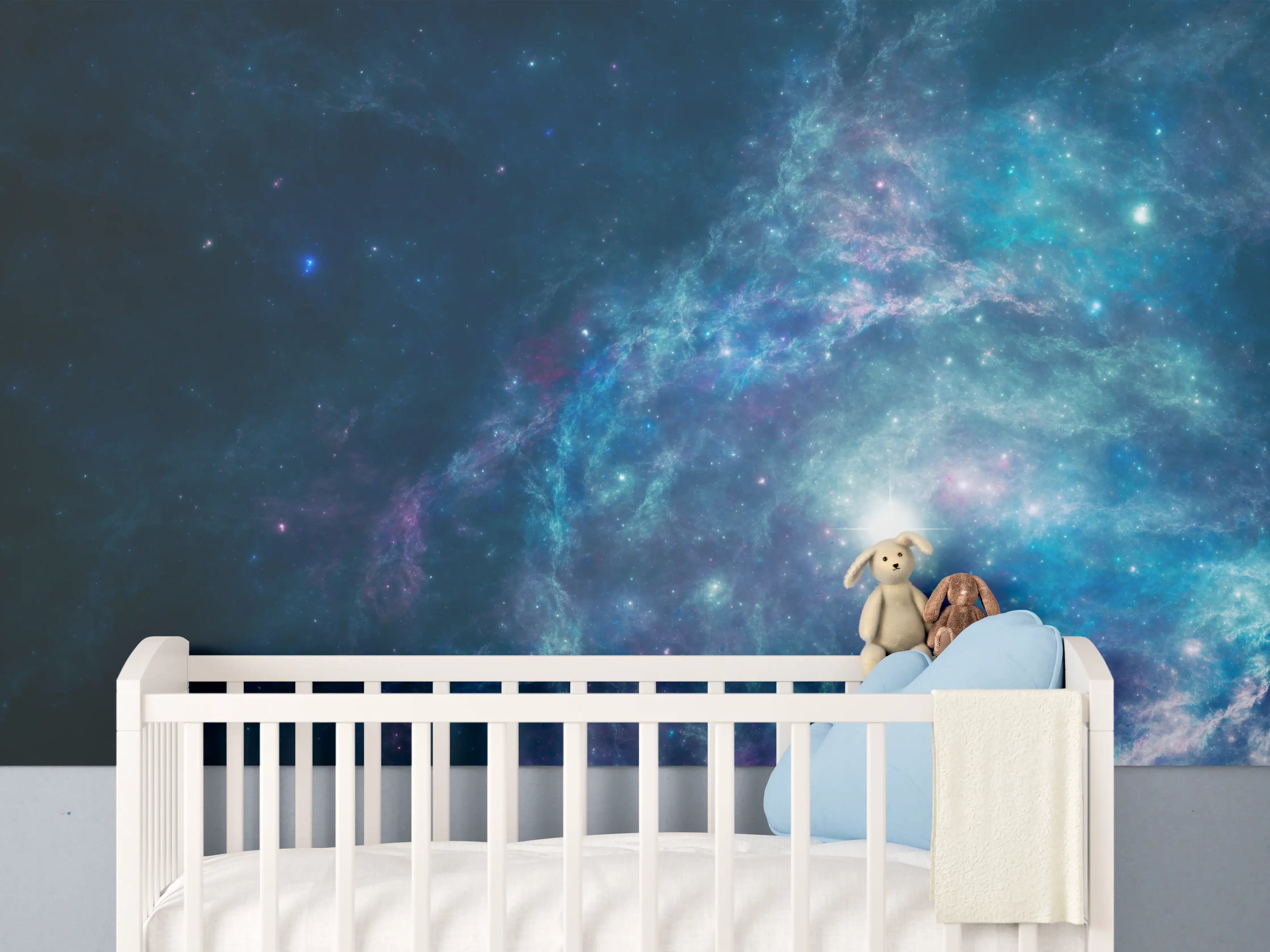 Babyzimmer Wandgestaltung - Bläulicher epischer Kosmos