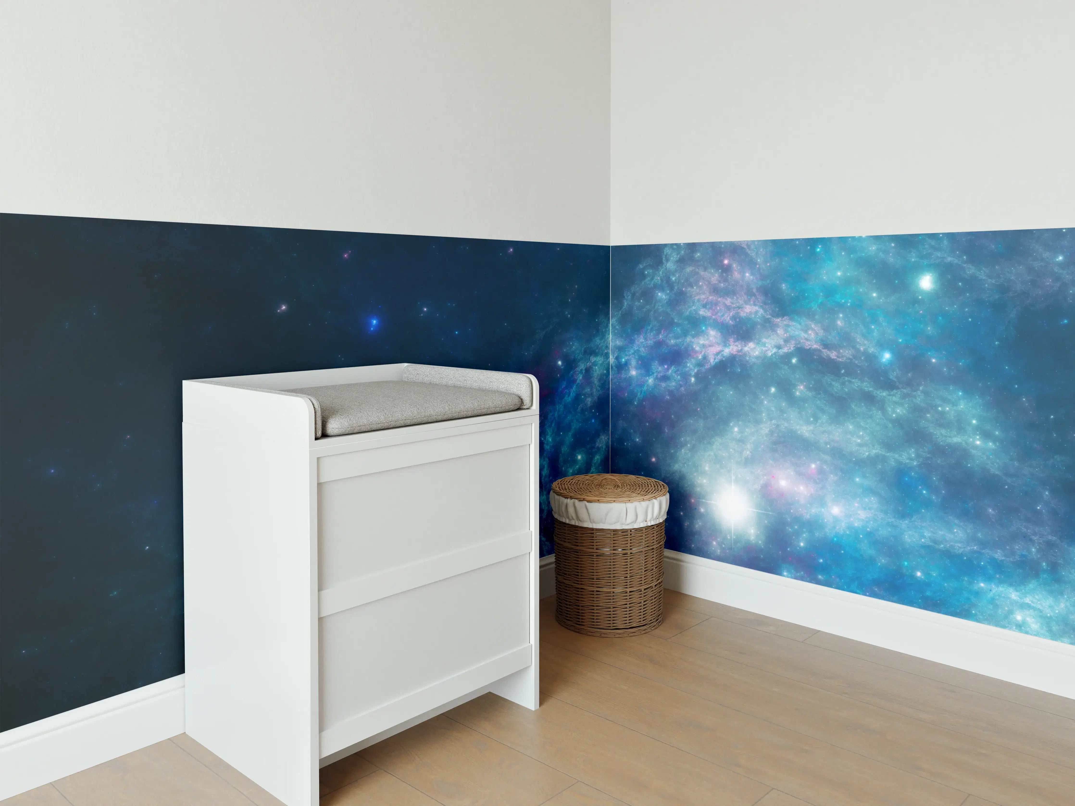 Babyzimmer Wandgestaltung - Bläulicher epischer Kosmos