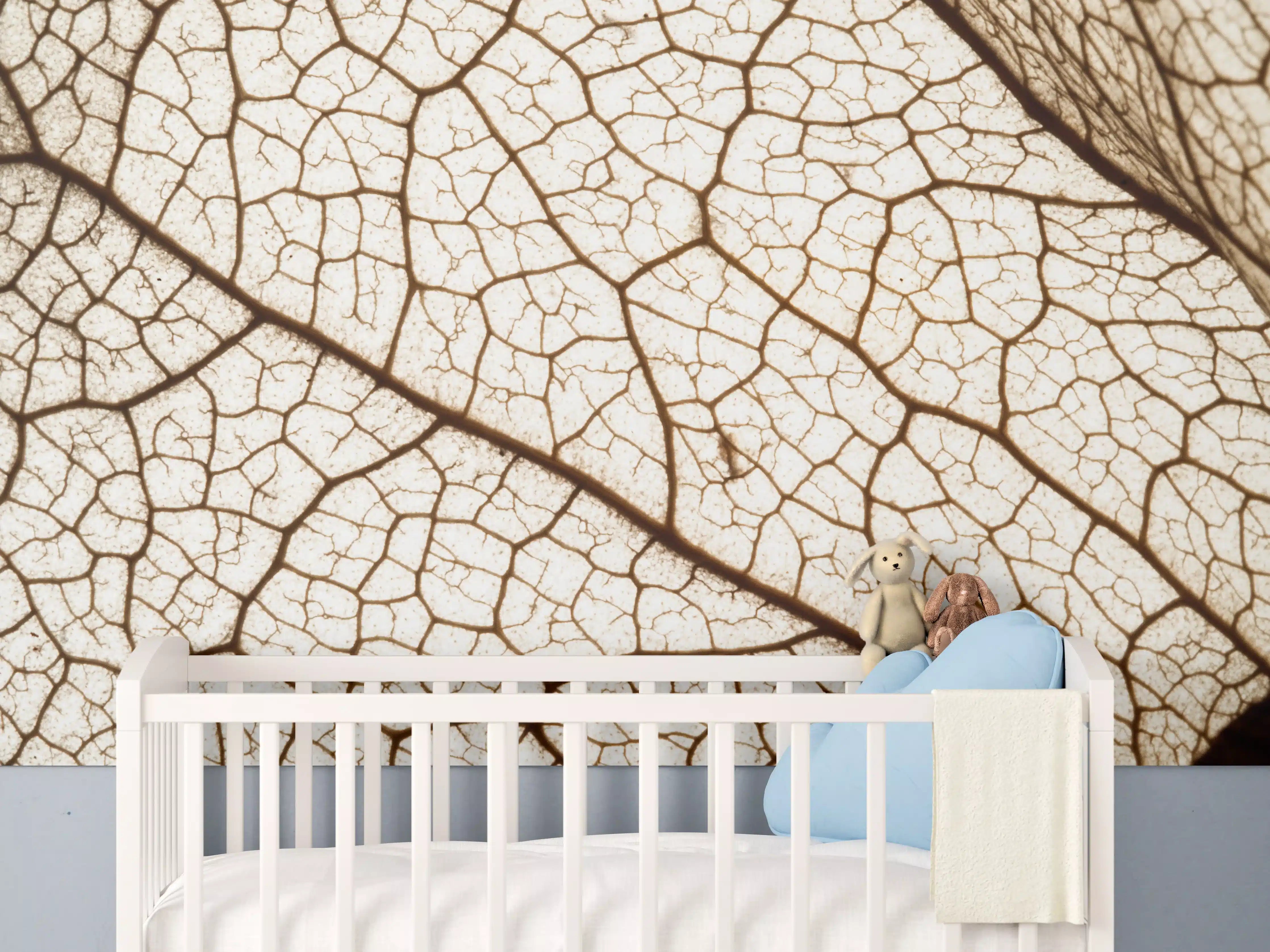 Babyzimmer Wandgestaltung - Blatttextur im Detail