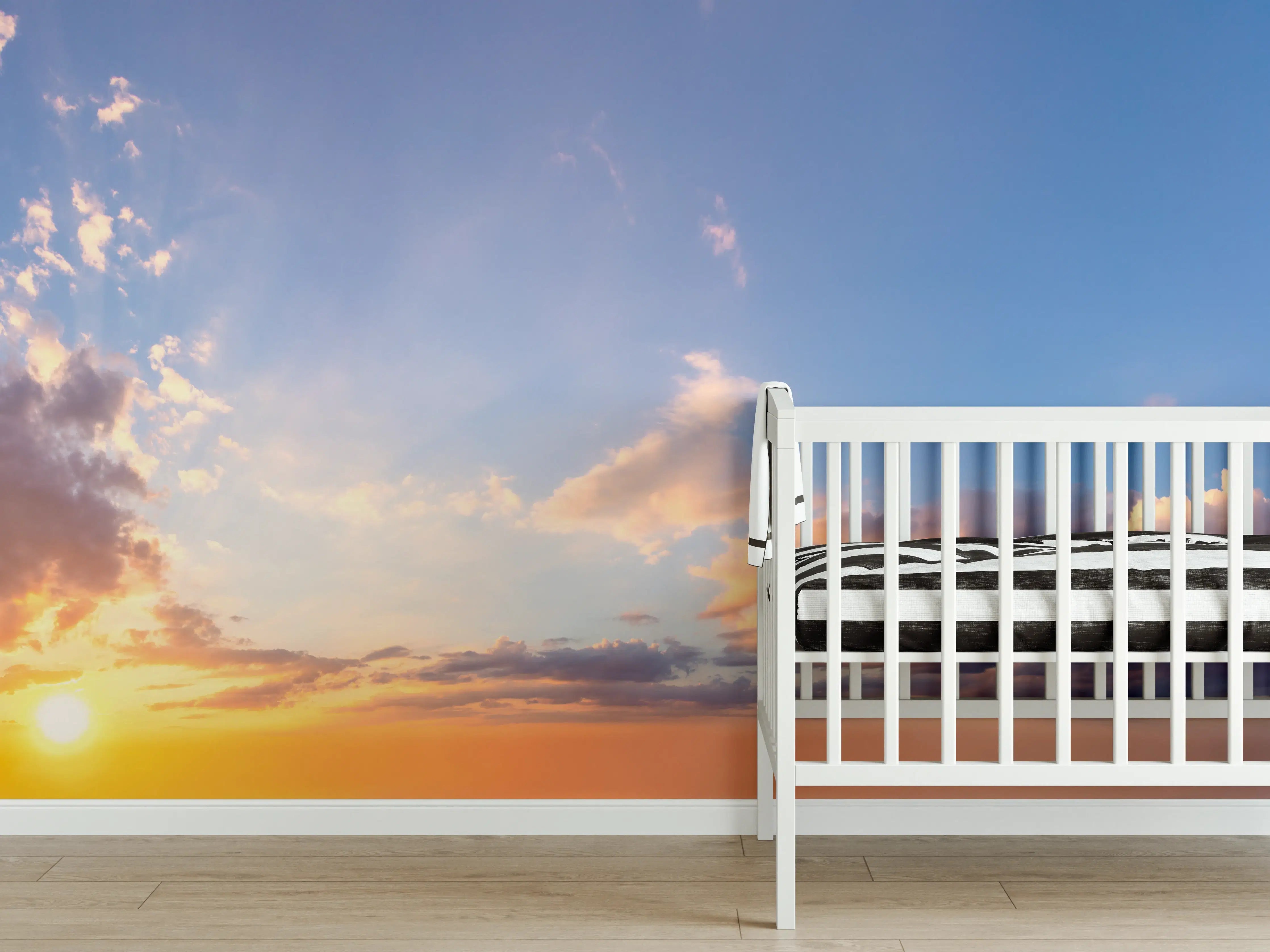 Babyzimmer Wandgestaltung - Blau-Orange Sonnenuntergang
