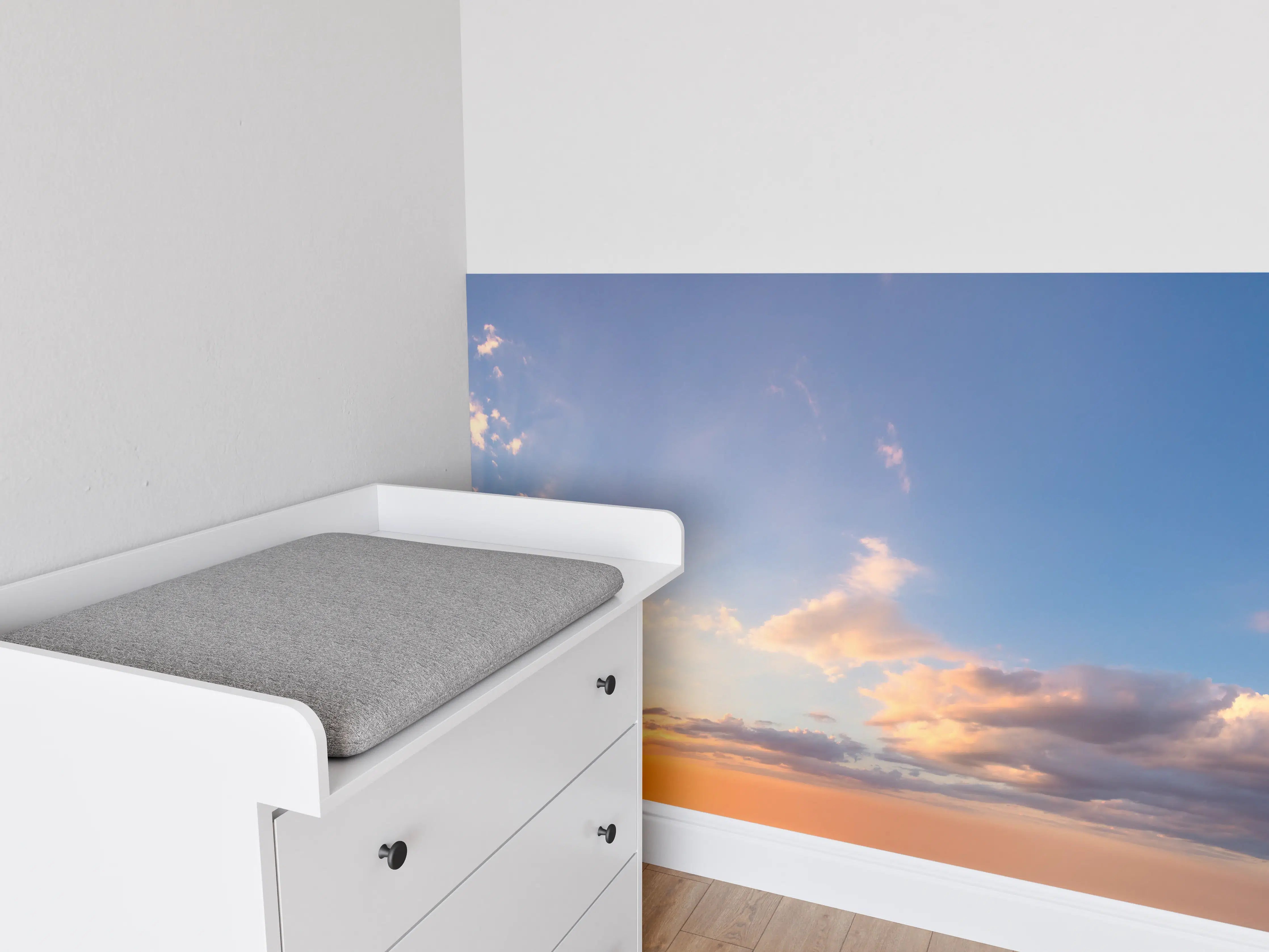 Babyzimmer Wandgestaltung - Blau-Orange Sonnenuntergang