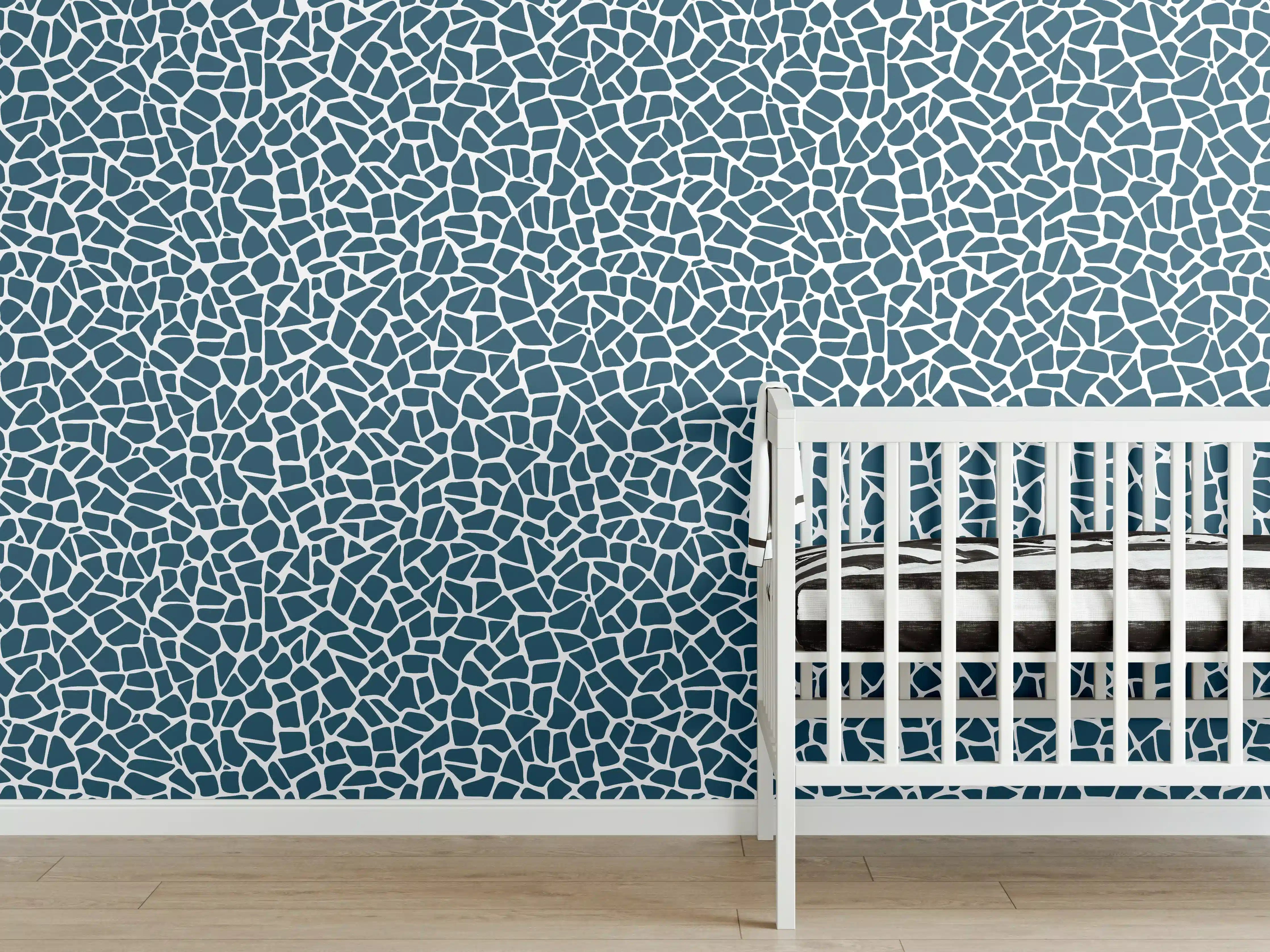 Babyzimmer Wandgestaltung - Blau Petrol Fliesen mit strukturierter Oberfläche
