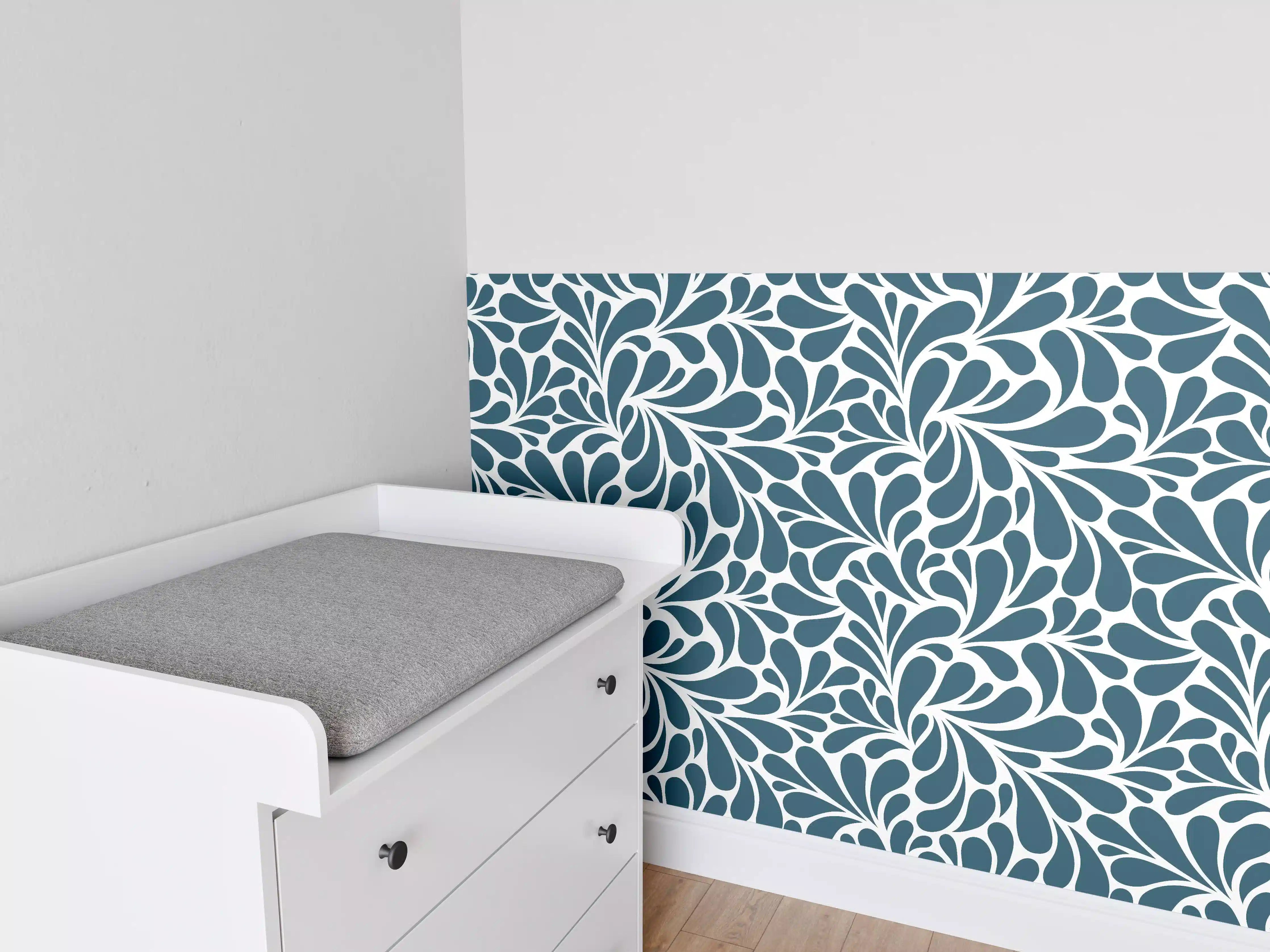 Babyzimmer Wandgestaltung - Blau Petrolio - Elegante Wandgestaltung