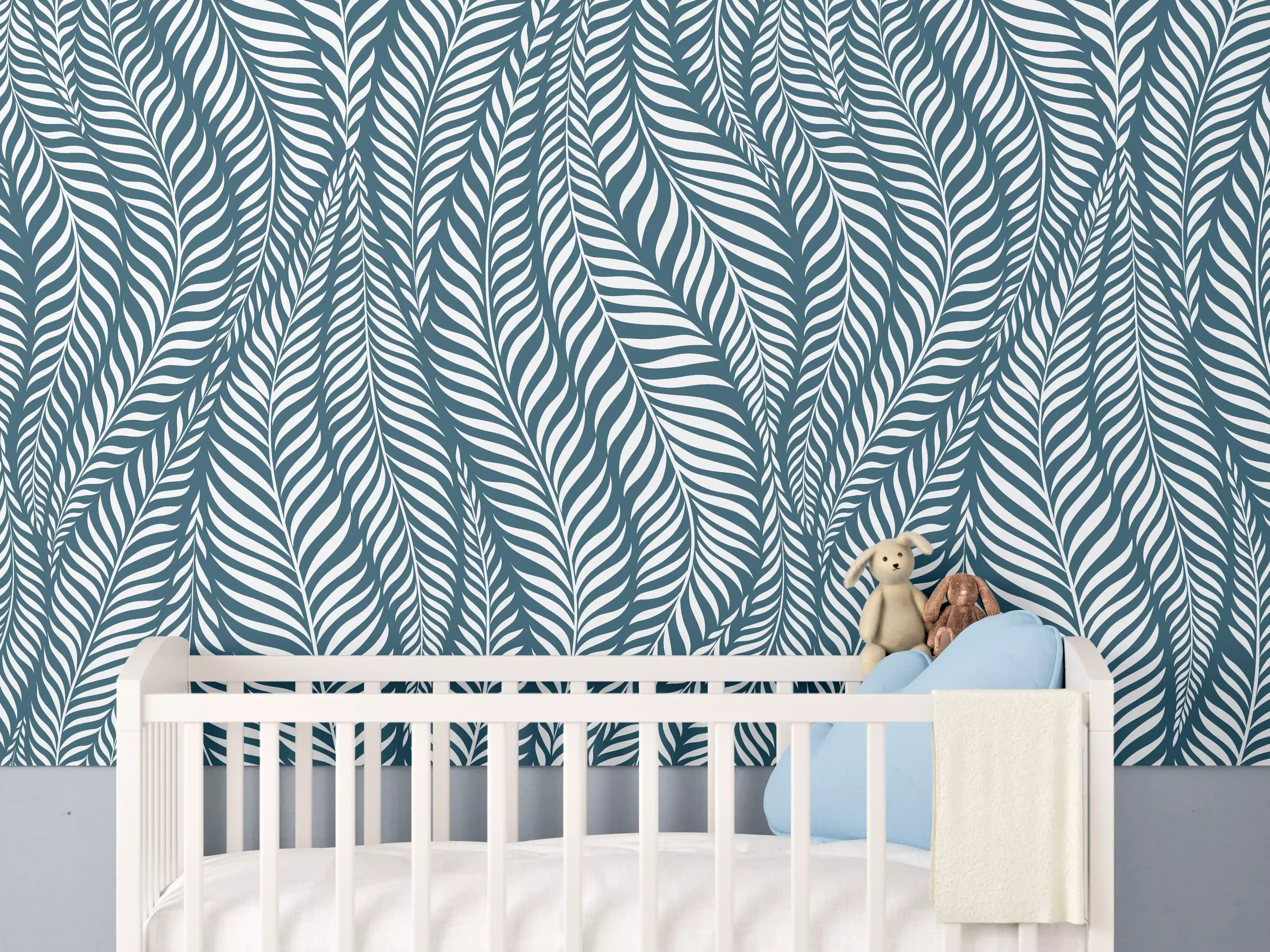 Babyzimmer Wandgestaltung - Blau Petrolio Wellen-Design