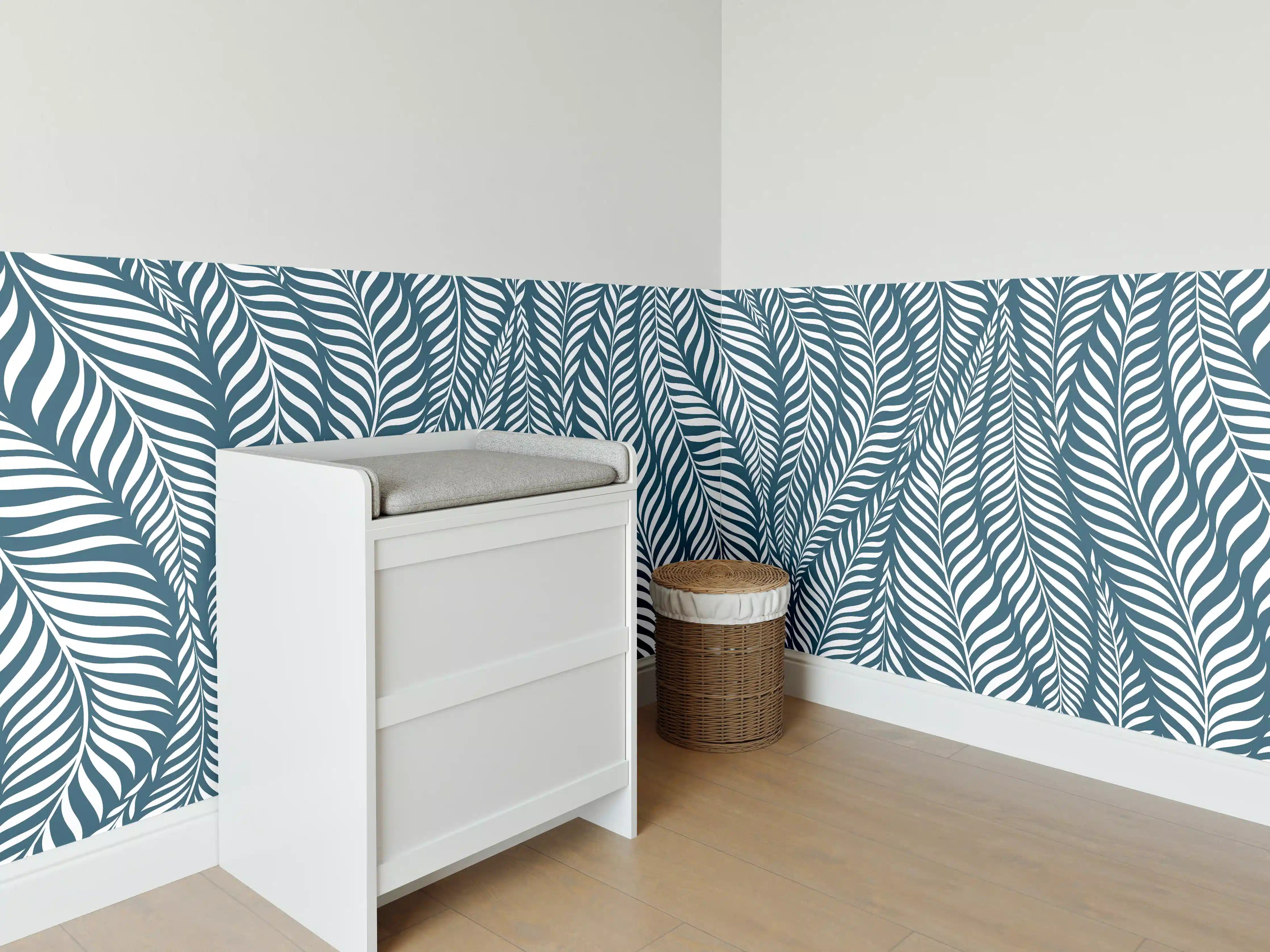 Babyzimmer Wandgestaltung - Blau Petrolio Wellen-Design