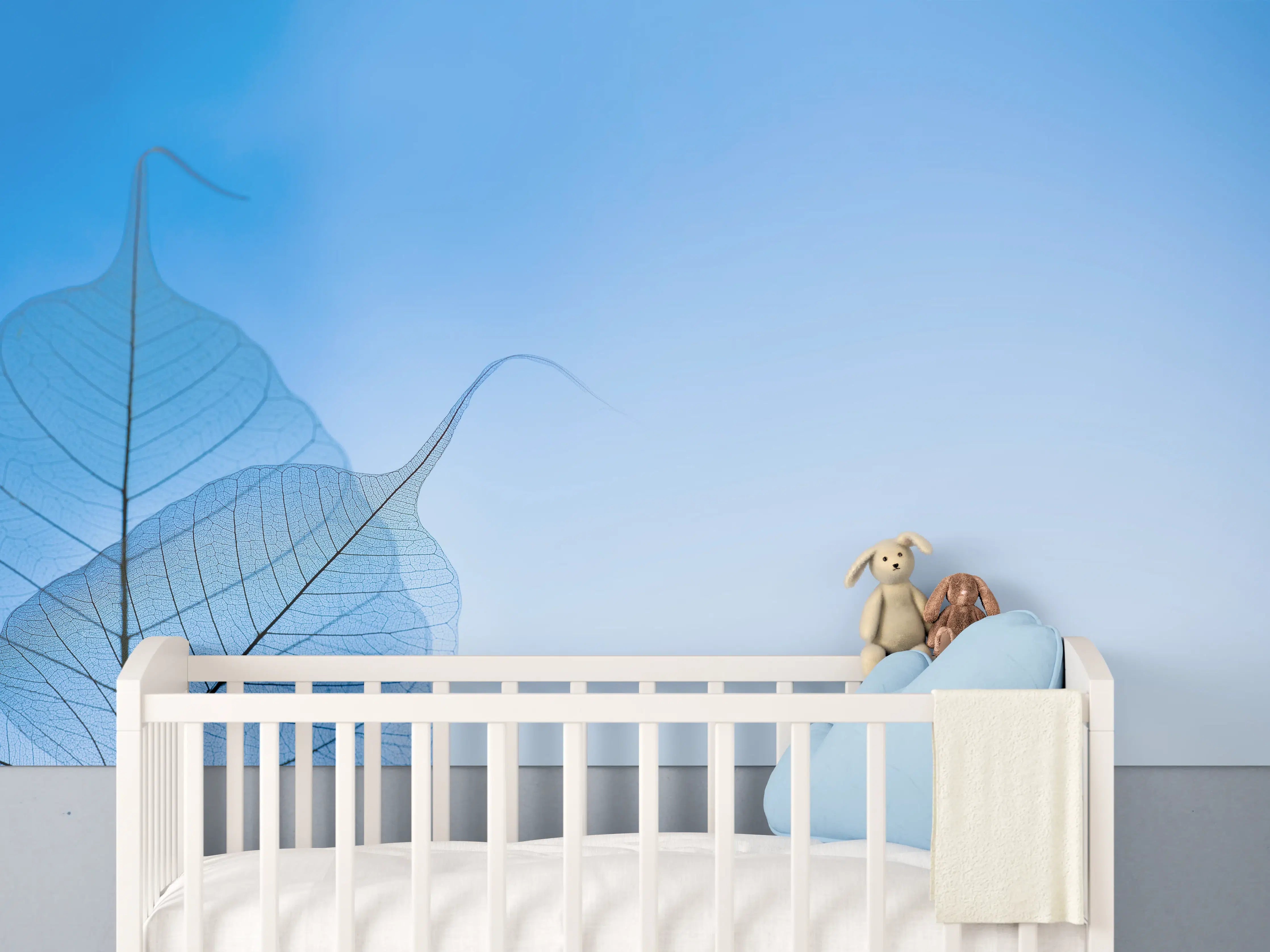 Babyzimmer Wandgestaltung - Blau-Veined Transparentes Blattbild
