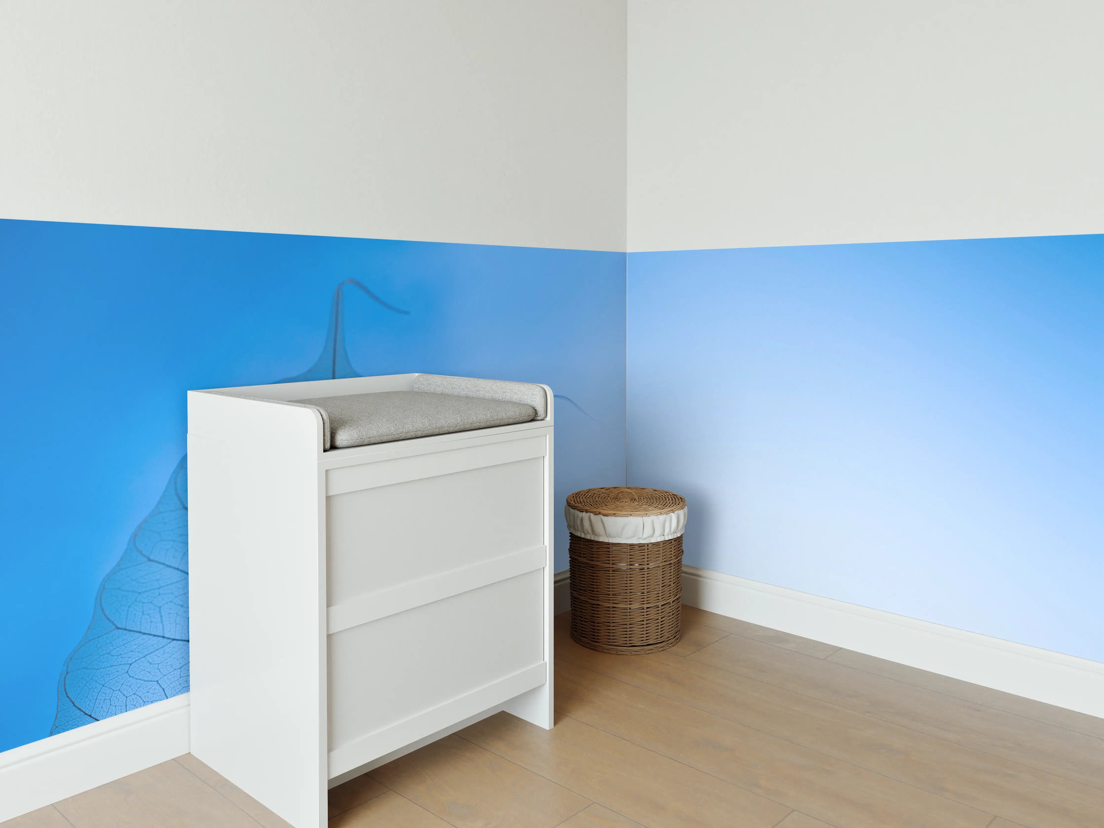 Babyzimmer Wandgestaltung - Blau-Veined Transparentes Blattbild